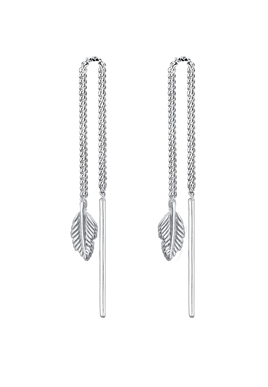 Elli Ohrhänger Feder Boho Hippie Durchziehen 925 Silber silberfarben Damen