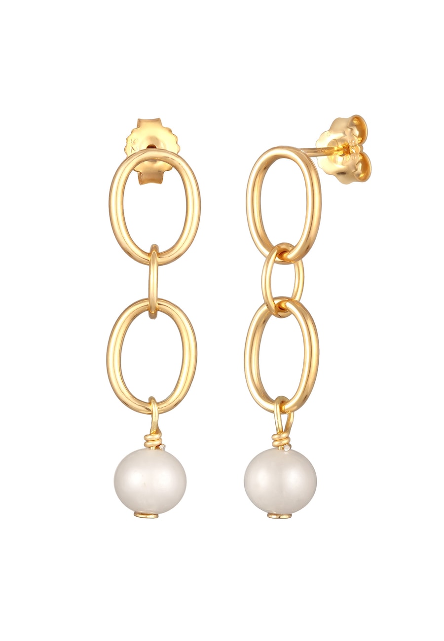 Elli Perlen Ohrhänger Glieder Design 925 Silber vergoldet OneSize Damen