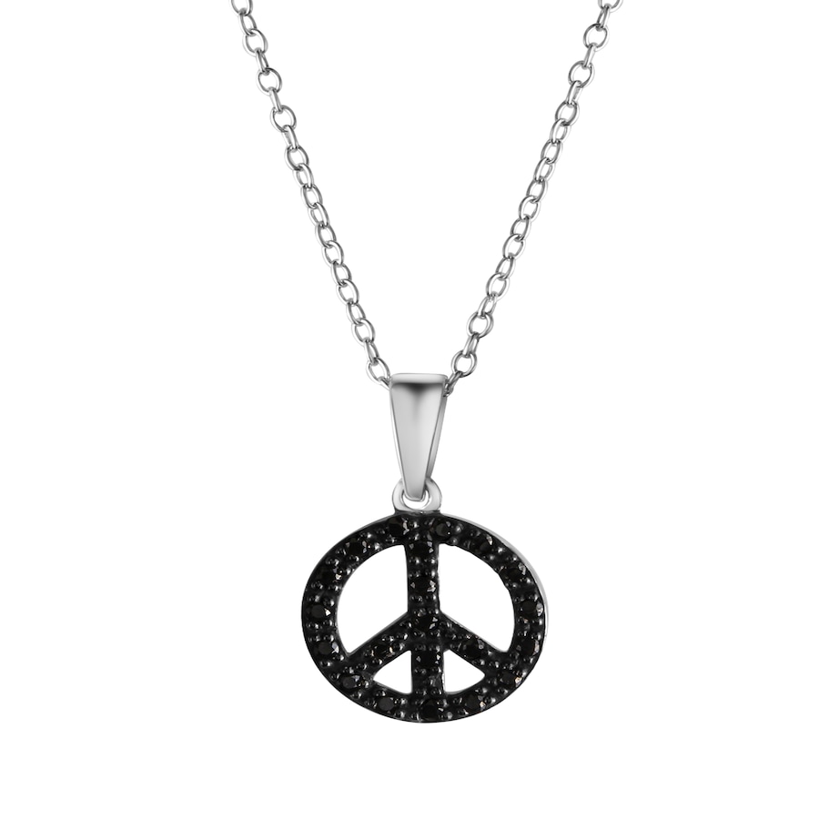 Celesta Halskette 925/- Sterling Silber Zirkonia schwarz 42+3cm Weiss Damen