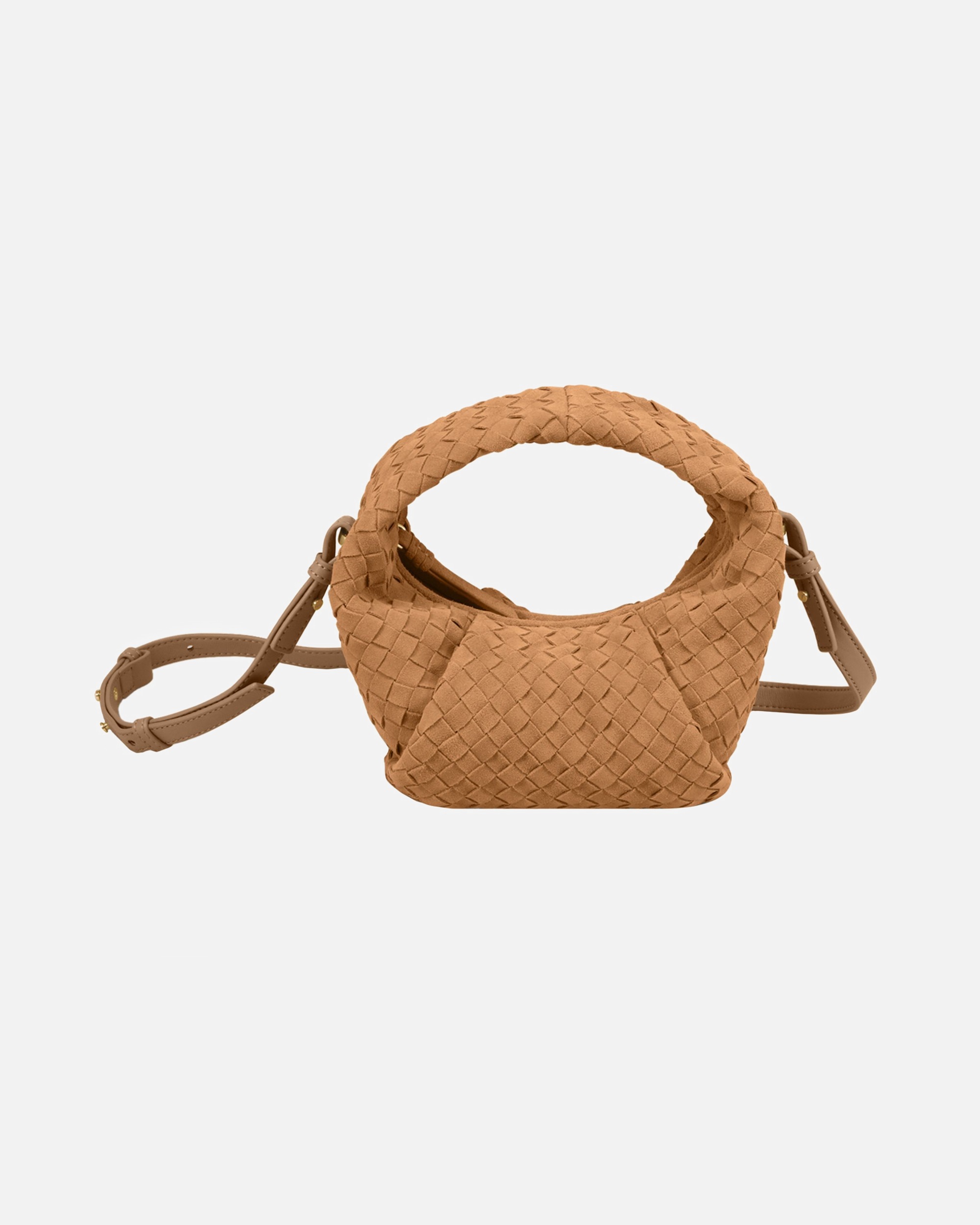 Tasche für Weiblich LES VISIONNAIRES Default Brand Line Greta mini weave Henkeltasche golden brown - caramel