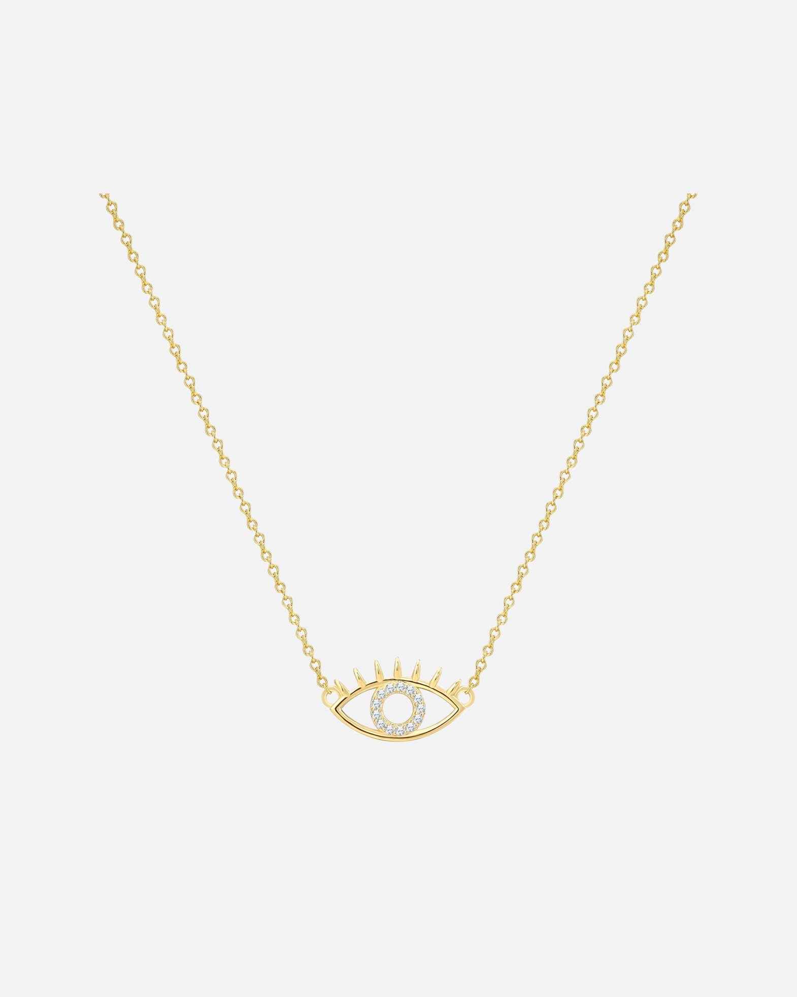 Halskette für Weiblich Glanzstücke München Halskette Allsehendes Auge aus Sterling Silber in Gelbgold mit Zirkonia 40,0 cm Basiskette + 5,0 cm Verlängerung