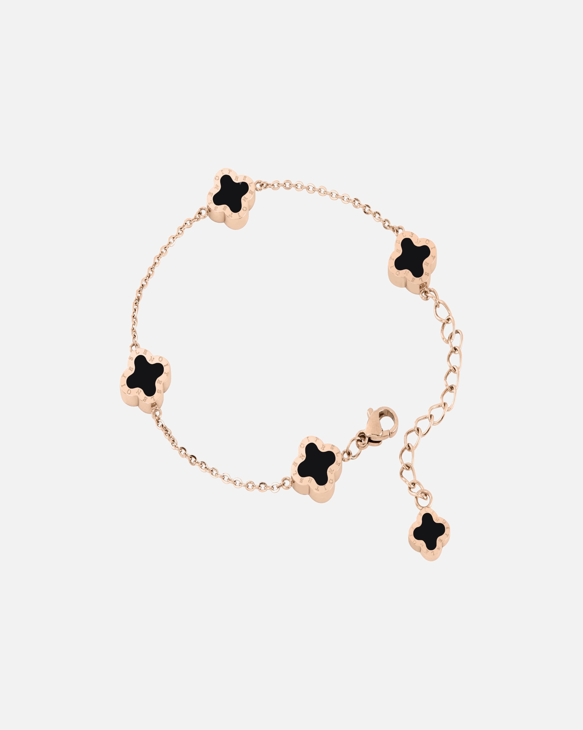 Armband für Weiblich Lenoites Armband 'Four-leaf Clover Mini' rose gold black