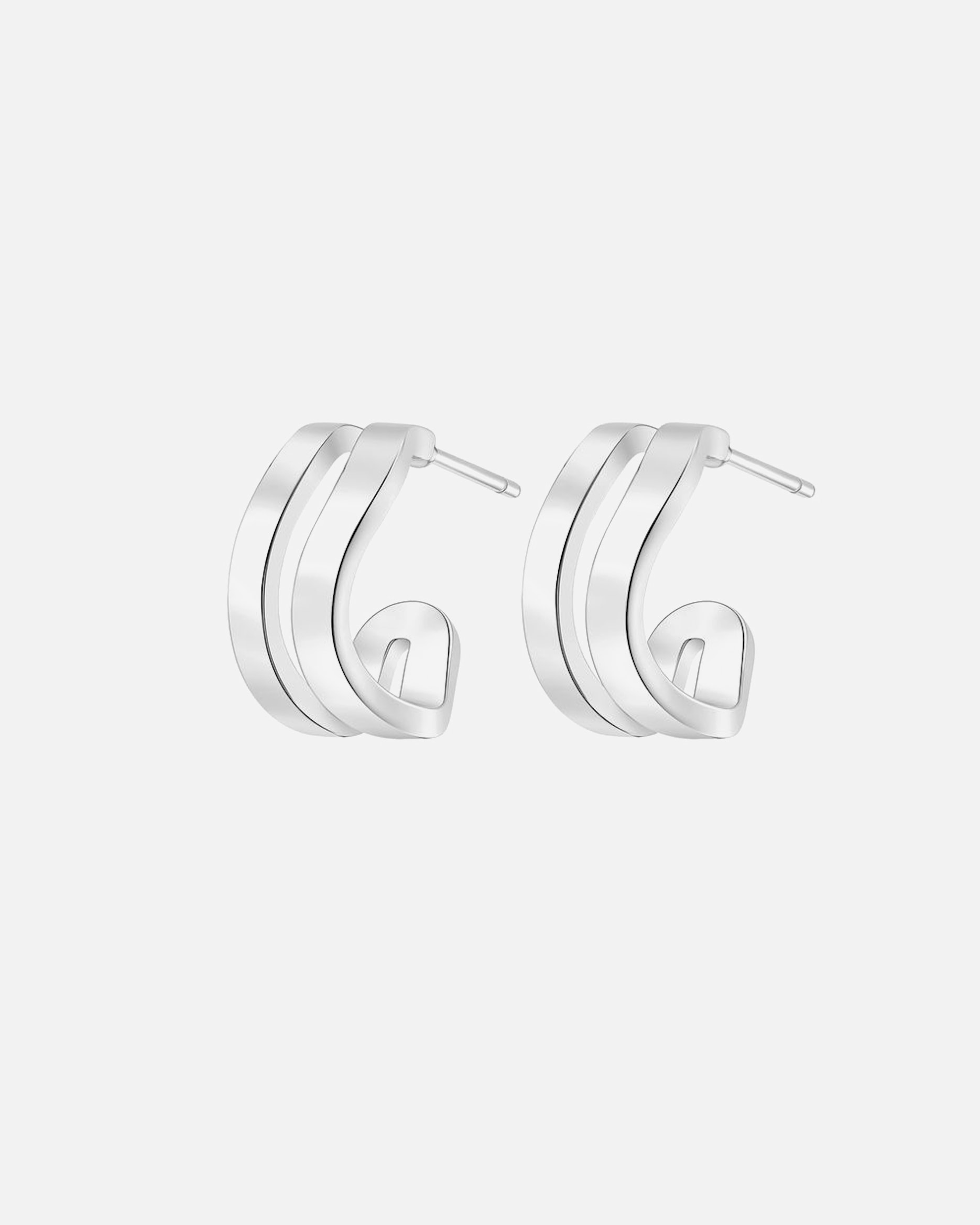 Ohrringe für Weiblich Hey Happiness Default Brand Line Wave Creolen – Edelstahl Ohrringe – Statement Hoops Silber