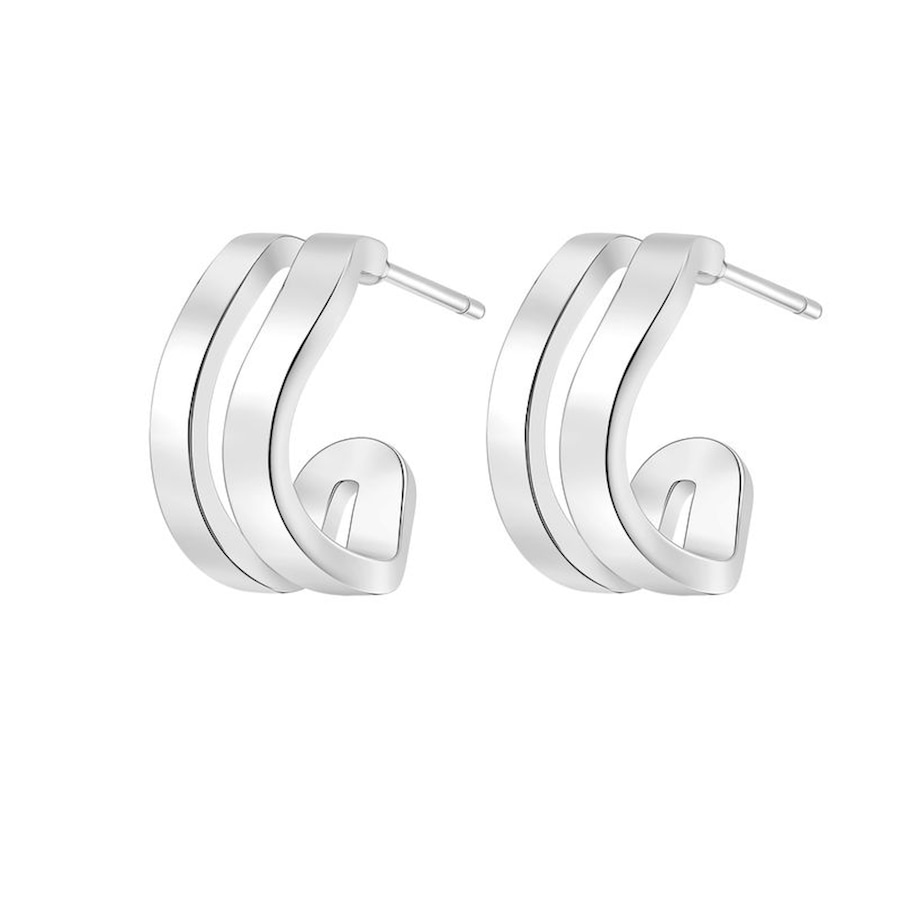 Hey Happiness Wave Creolen – Edelstahl Ohrringe Statement Hoops Silber Damen