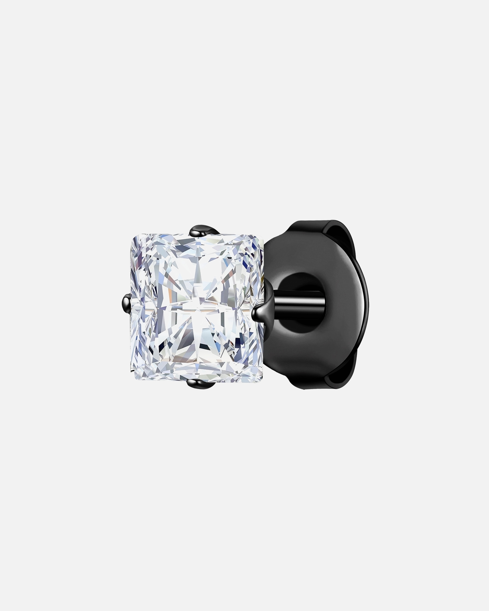 Ohrringe für Männlich True Rebels Ohrstecker aus Edelstahl in Schwarz mit Zirkonia 6,8 mm