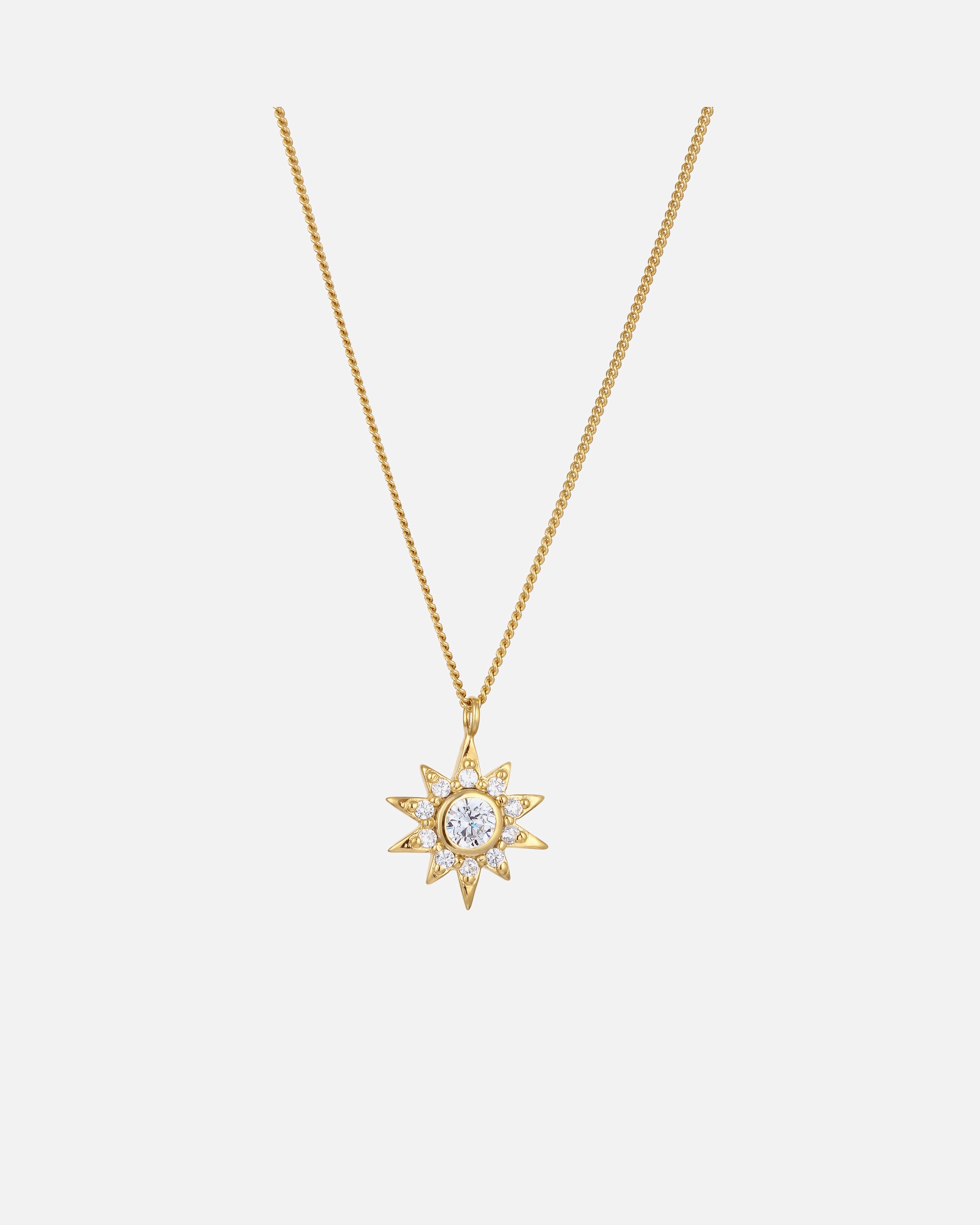 Halskette für Weiblich Elli Stern Zirkonia Weiß 925 Sterling Silber goldfarben