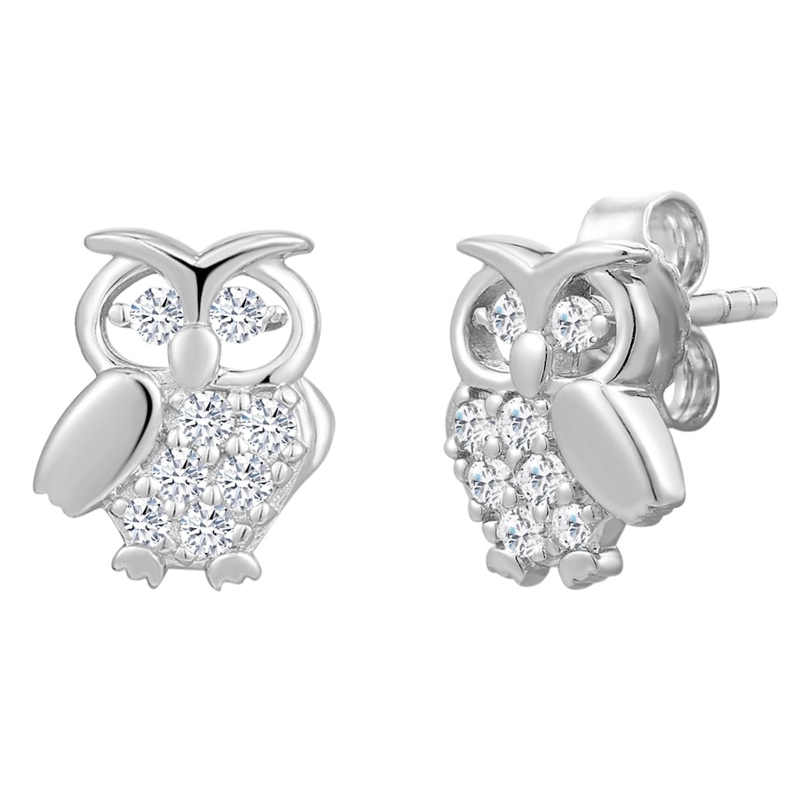 Rafaela Donata Ohrstecker Eule aus Sterling Silber in silber mit Zirkonia 9,9 mm Damen