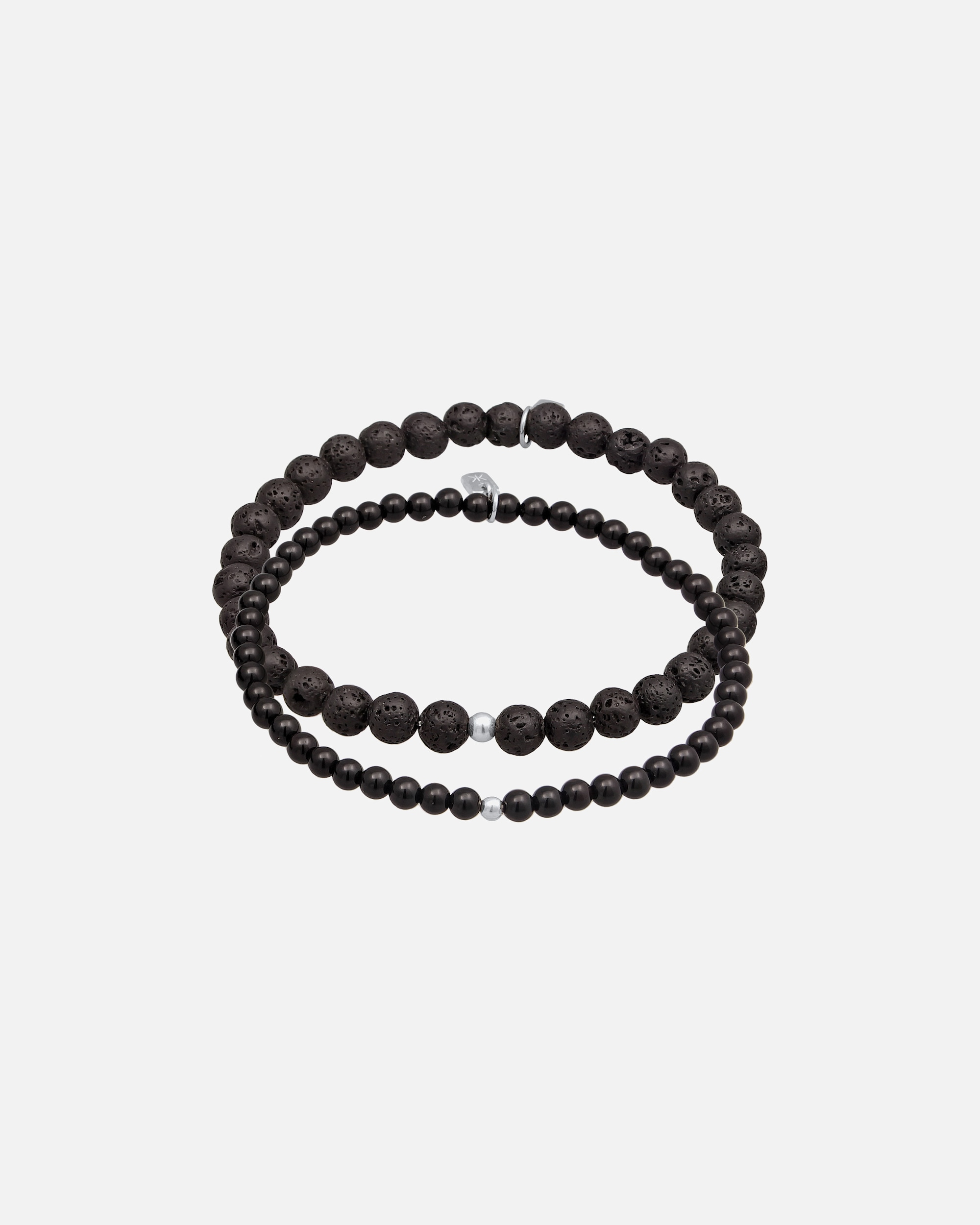 Armband für Männlich KUZZOI Lava Onyx Edelstein Perlen Set 925 Silber 19