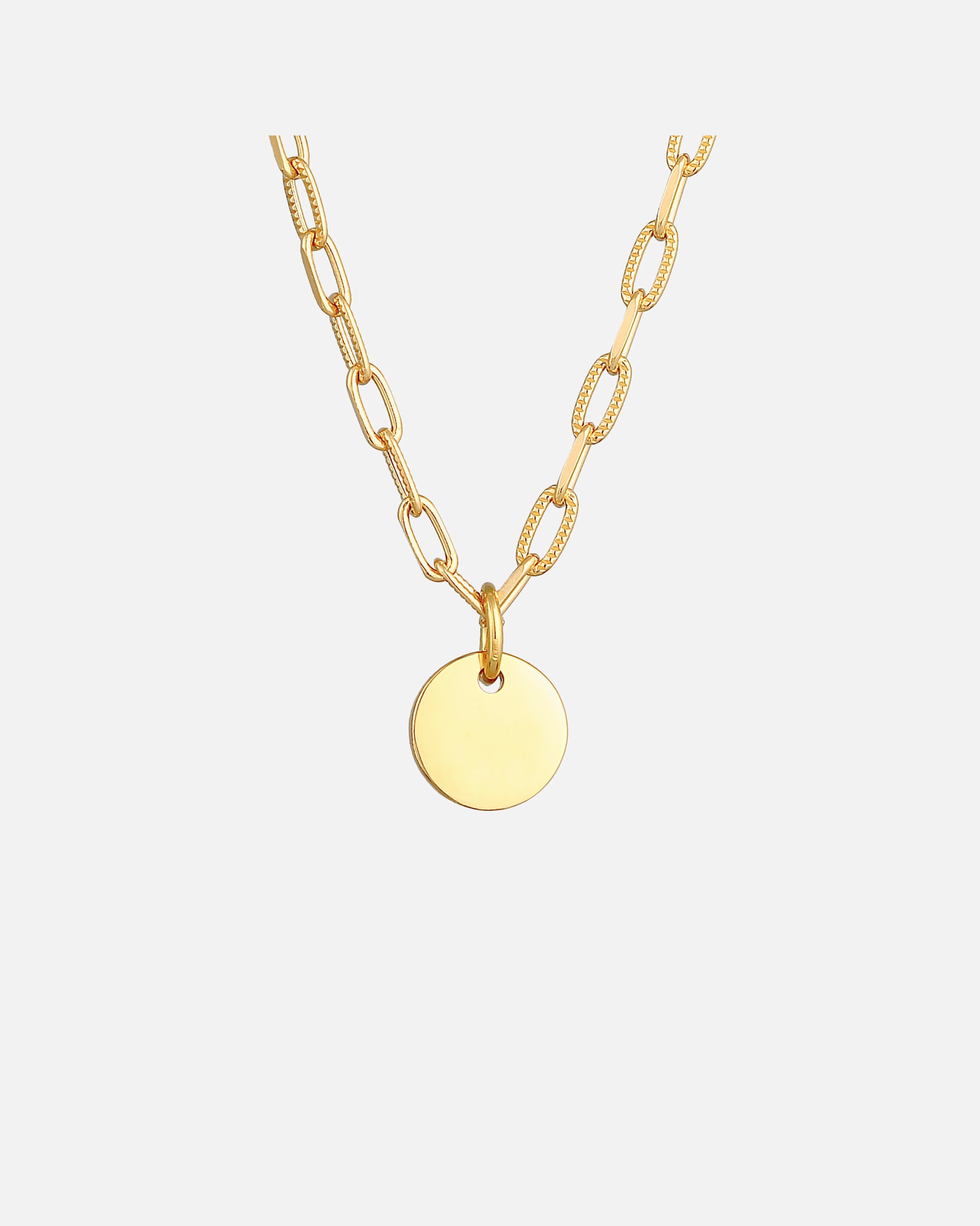 Halskette für Weiblich Elli Plättchen Coin Gliederkette Trend 925 Silber goldfarben