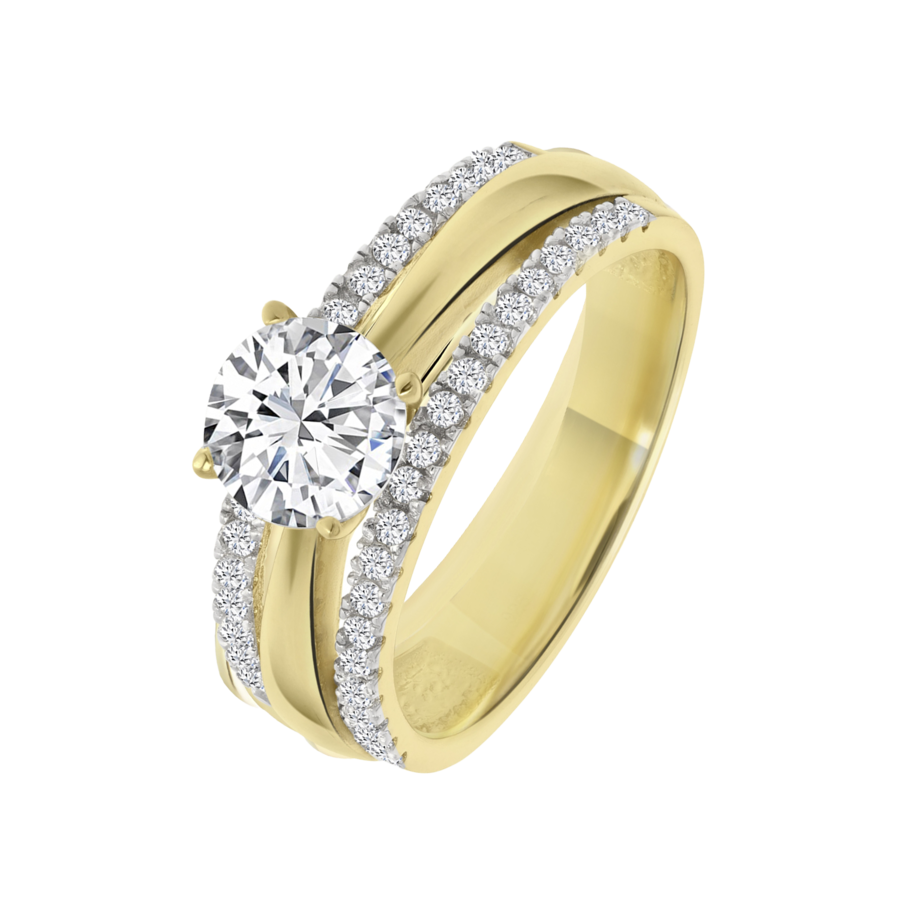 Lucardi Ringe 925 Silber Gold - 52mm Damen