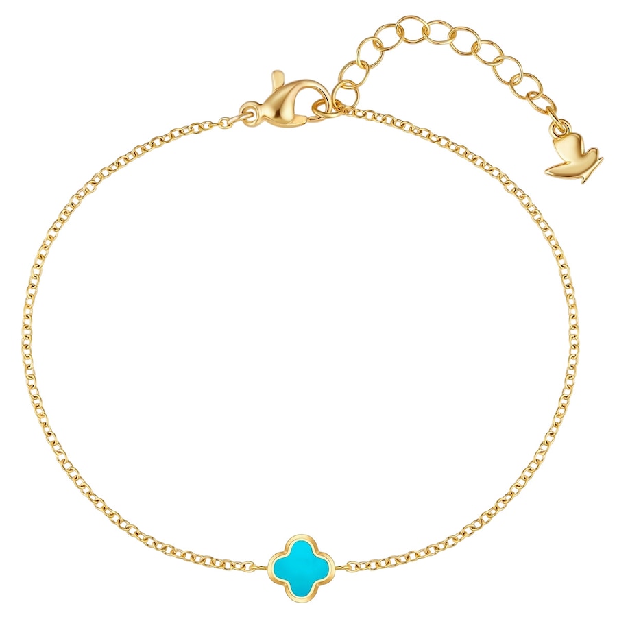 Glanzstücke München Armband Kleeblatt aus Edelstahl in gelbgold mit Türkis (synth.) 17,0 cm Basislänge + 3,0 Verlängerung Damen