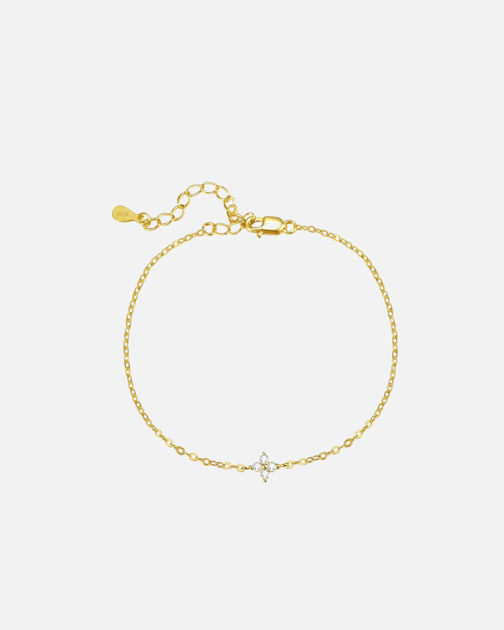 Armband für Weiblich Hey Happiness Default Brand Line Zartes Armband Zirkonia Blume, 925 Silber Gold