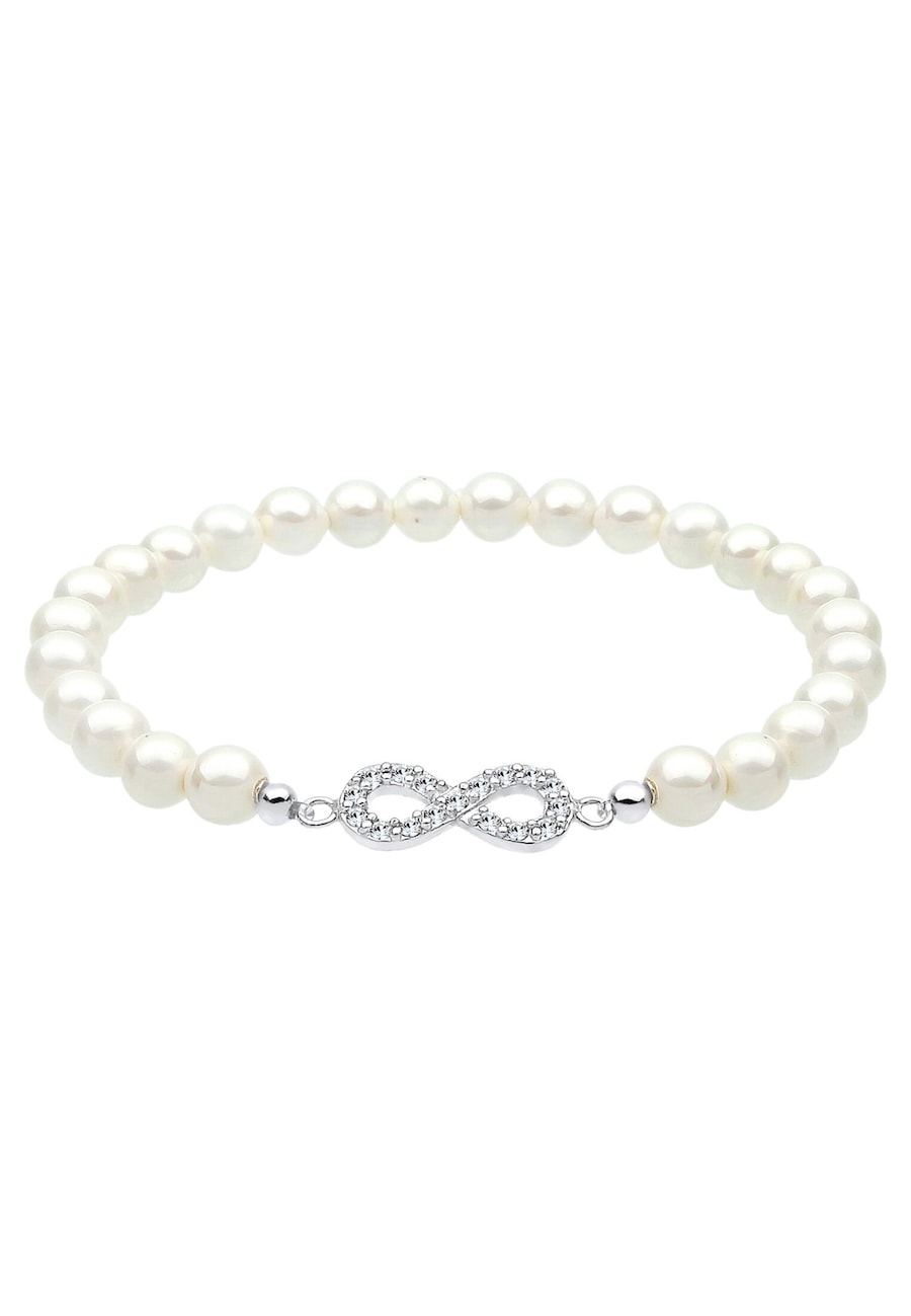Elli Infinity Perle Kristalle 925 Silber Weiß Damen