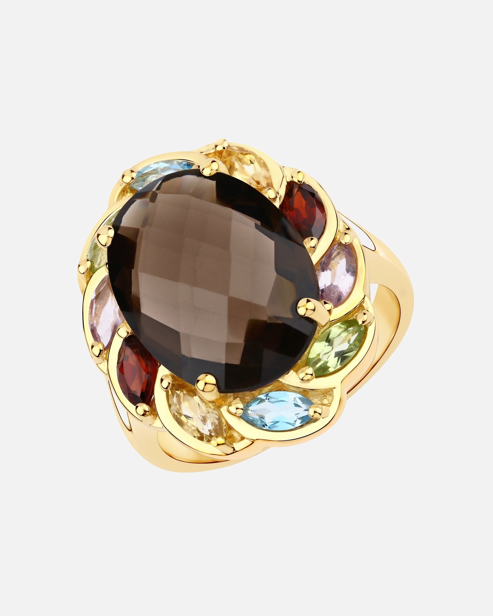 Ring für Weiblich Rafaela Donata Ring Sterling Silber Rauchquarz in Gelbgold 52