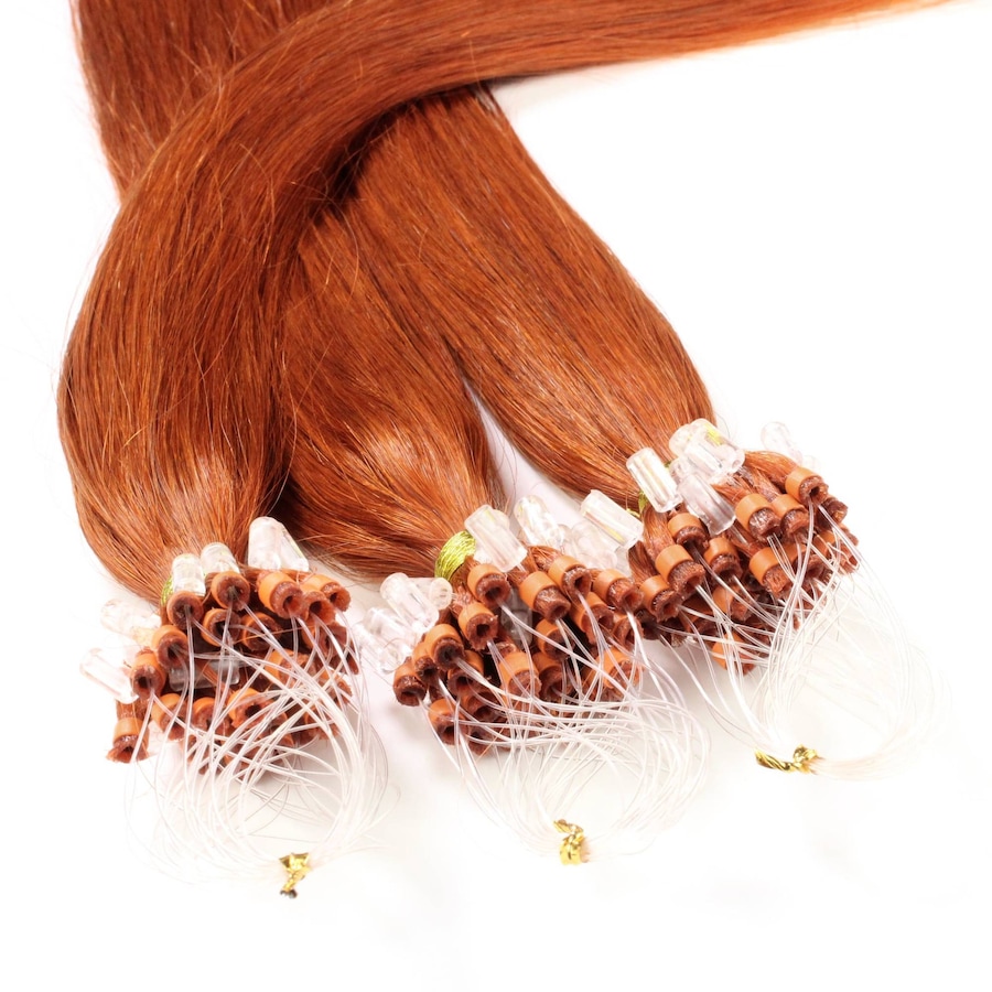 hair2heart Microring Extensions Echthaar #8/43 Hellblond Rot-Gold 0.5g 60cm Braun Damen