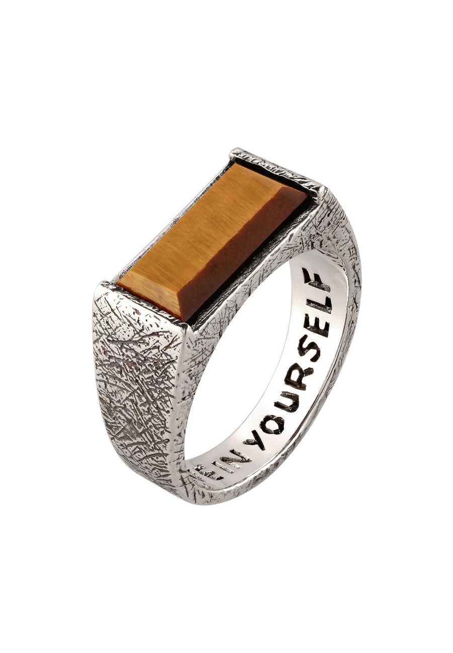 Haze & Glory Siegelring Tigerauge Tigers Valley 925 Sterling Silber 64 Herren