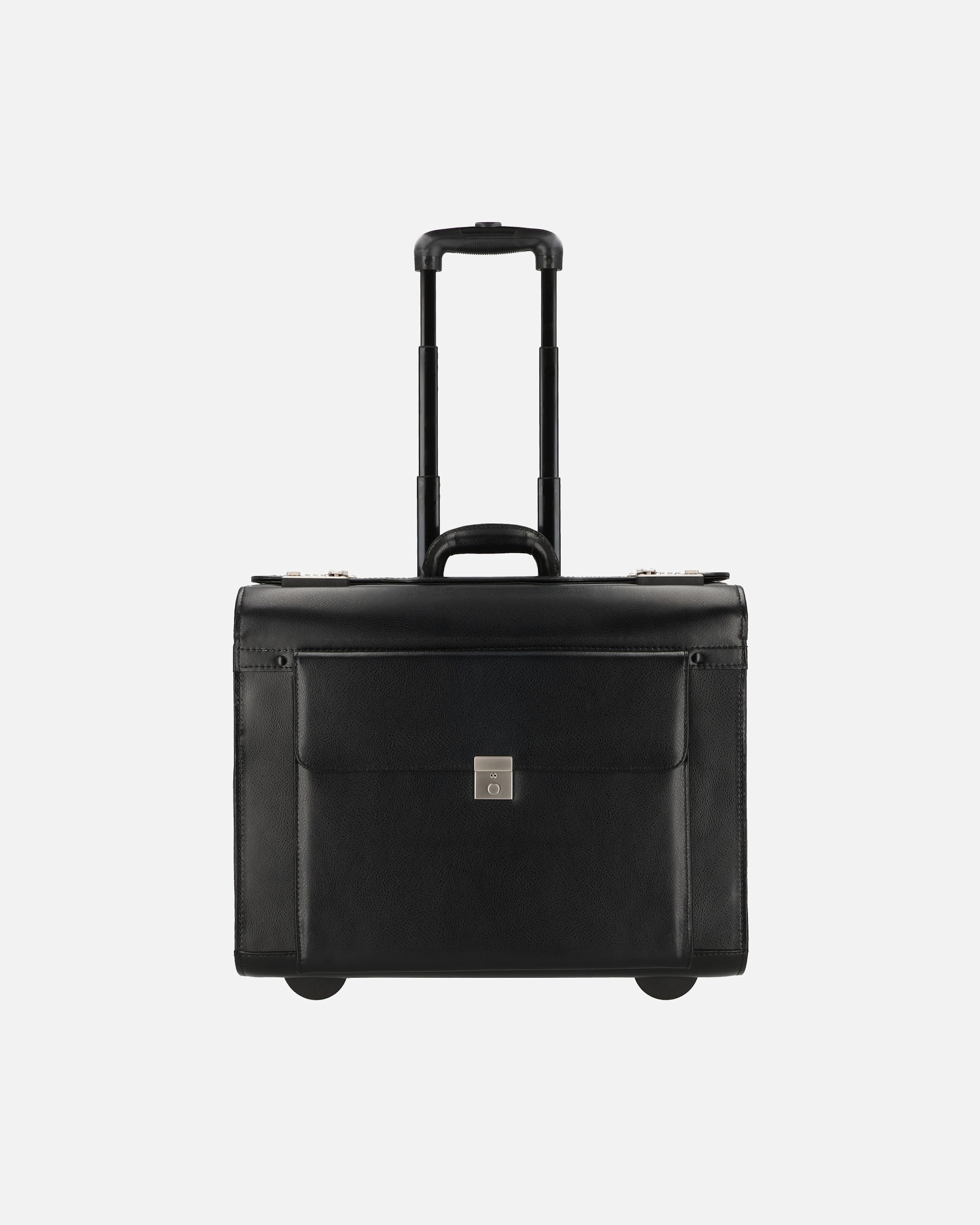 Trolley für Männlich Dermata 2 Rollen Pilotentrolley Leder 39 cm schwarz