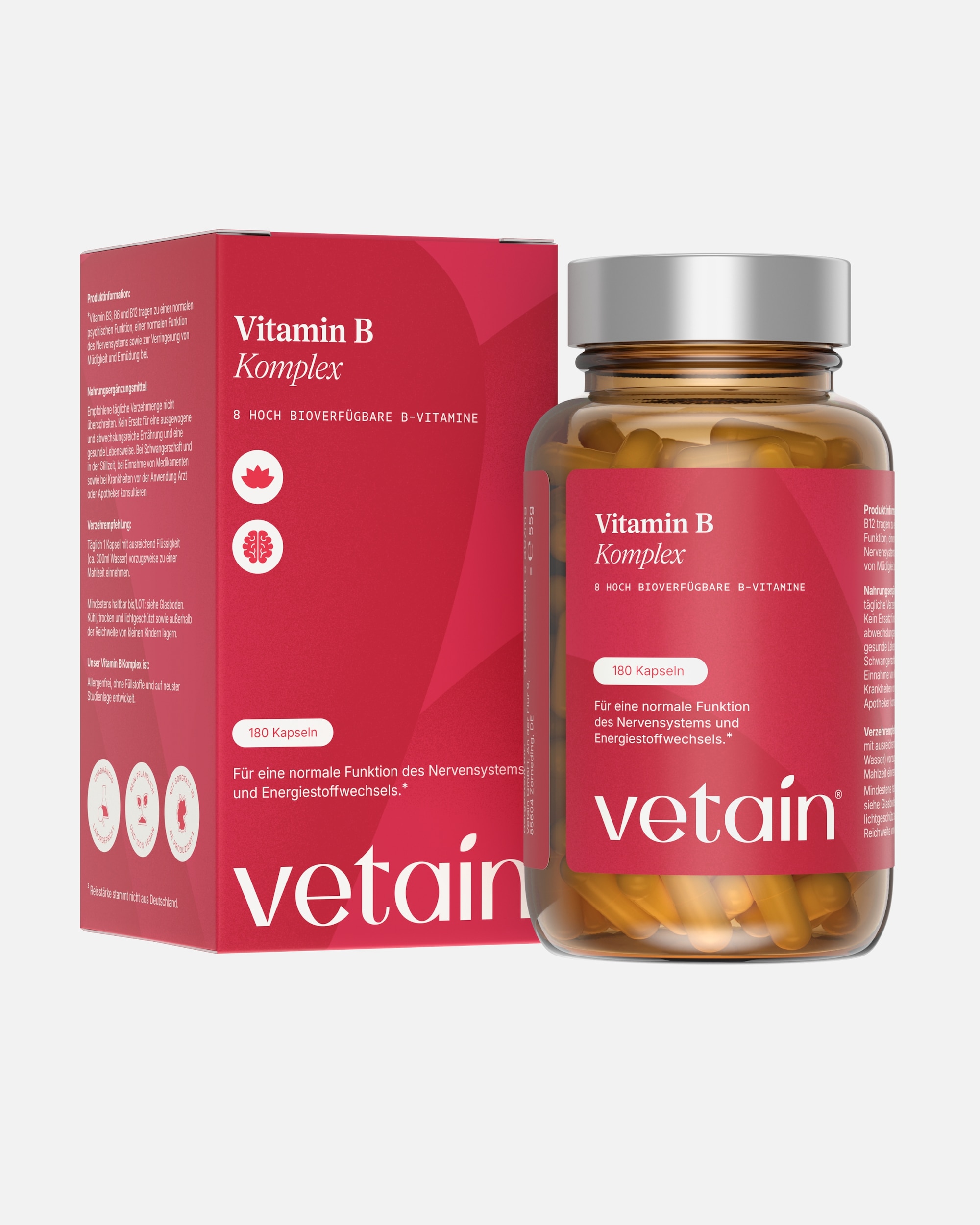 Nahrungsergänzungsmittel für Unisex Vetain Default Brand Line Vitamin B Komplex - alle 8 B-Vitamine 180 Kapseln
