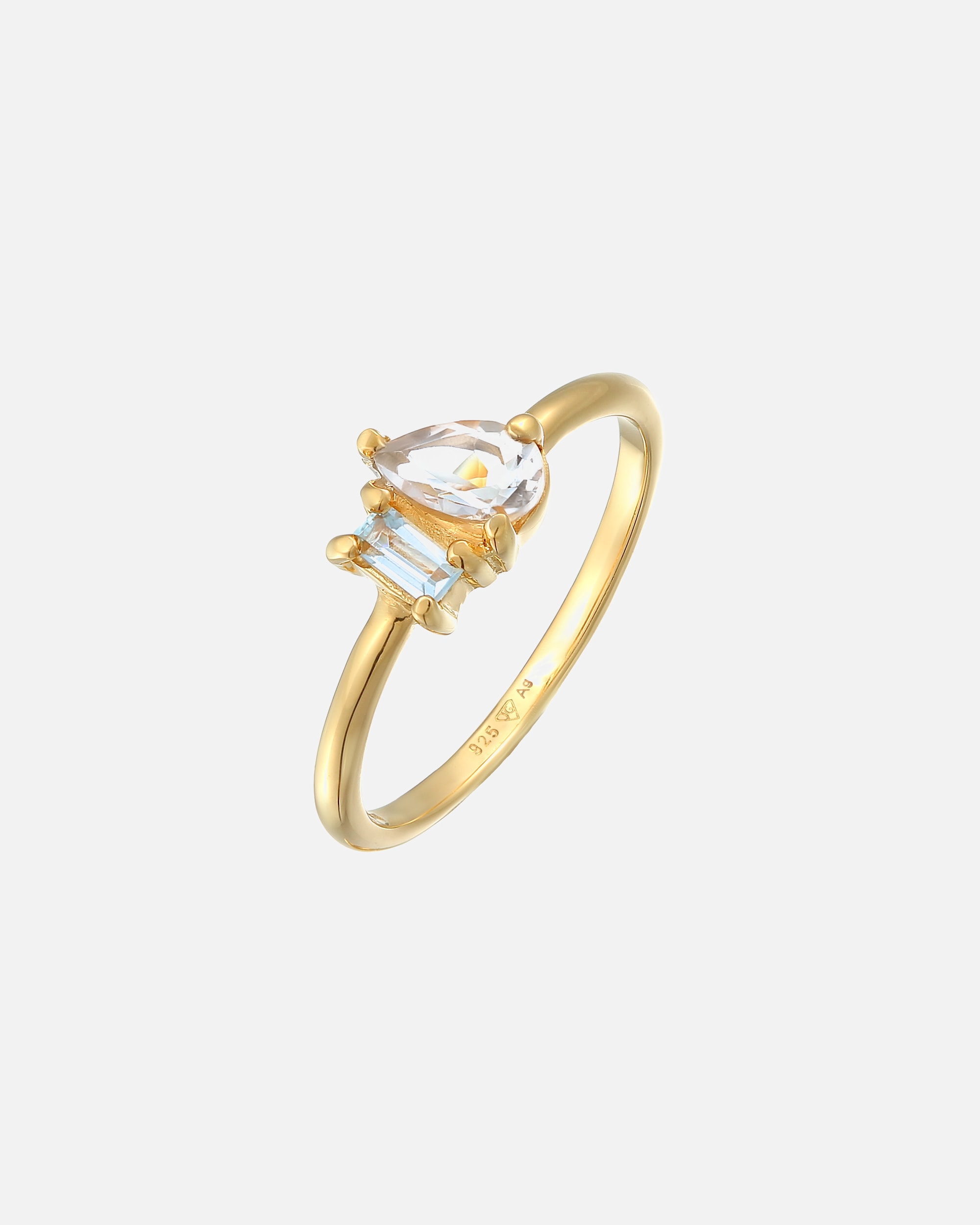 Ring für Weiblich Elli PREMIUM Elli PREMIUM Ring Topas Tropfen Elegant 925 Silber vergoldet 52