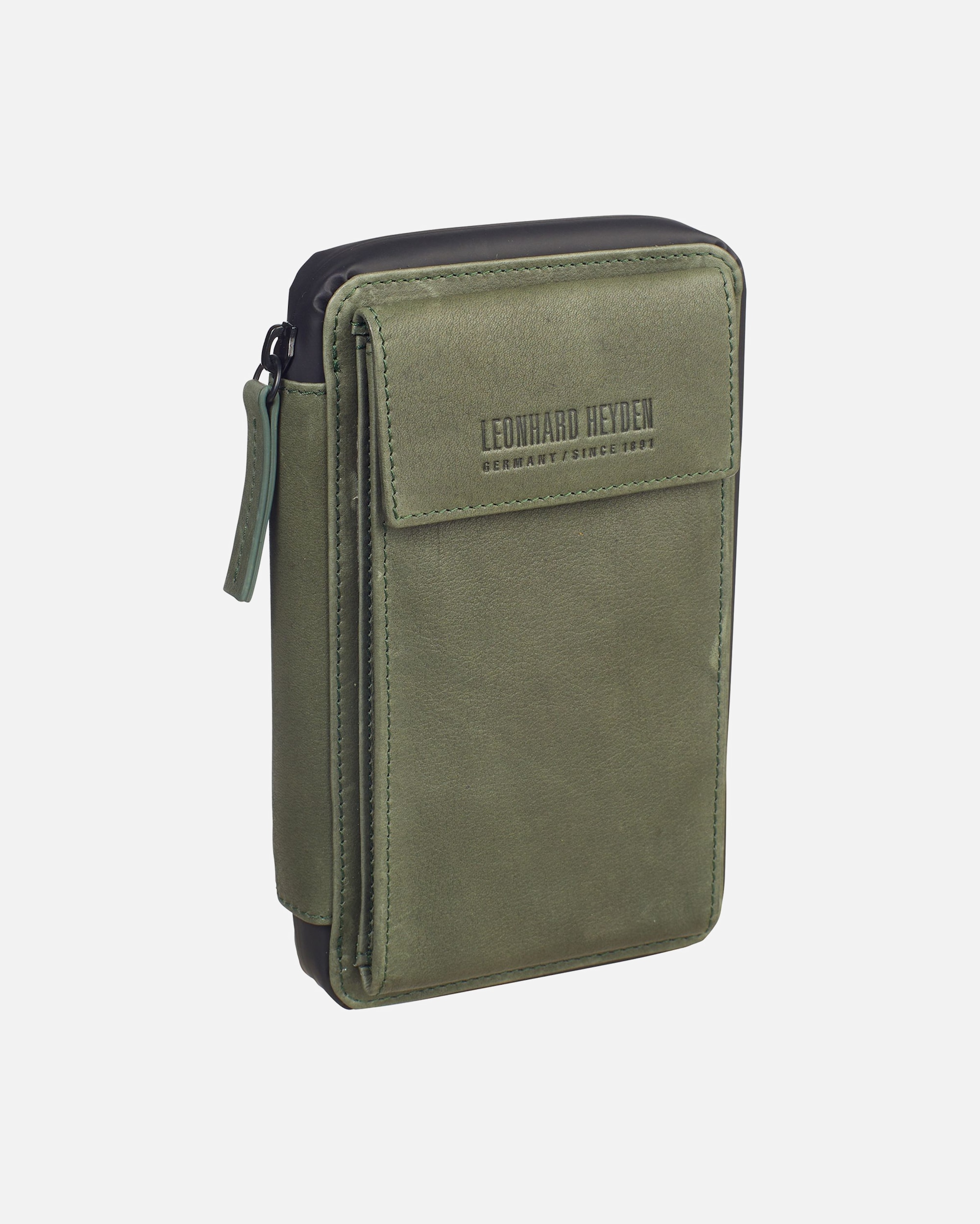 Handy Accessoire für Unisex Leonhard Heyden Den Haag Handytasche Leder 11 cm oliv