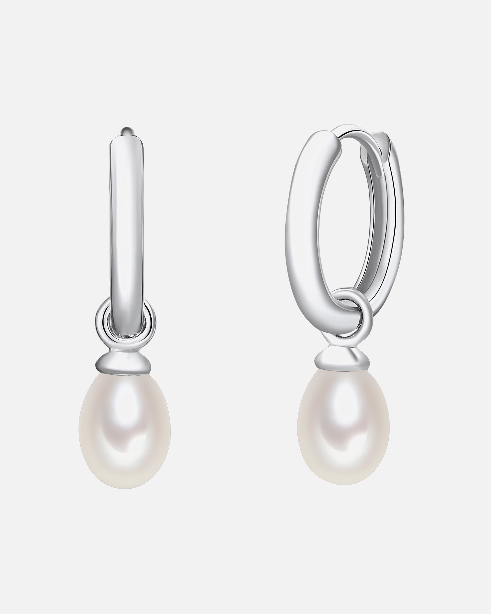 Creolen für Weiblich Valero Pearls Creolen Gelbvergoldet Süßwasser-Zuchtperlen weiß 26,2 mm