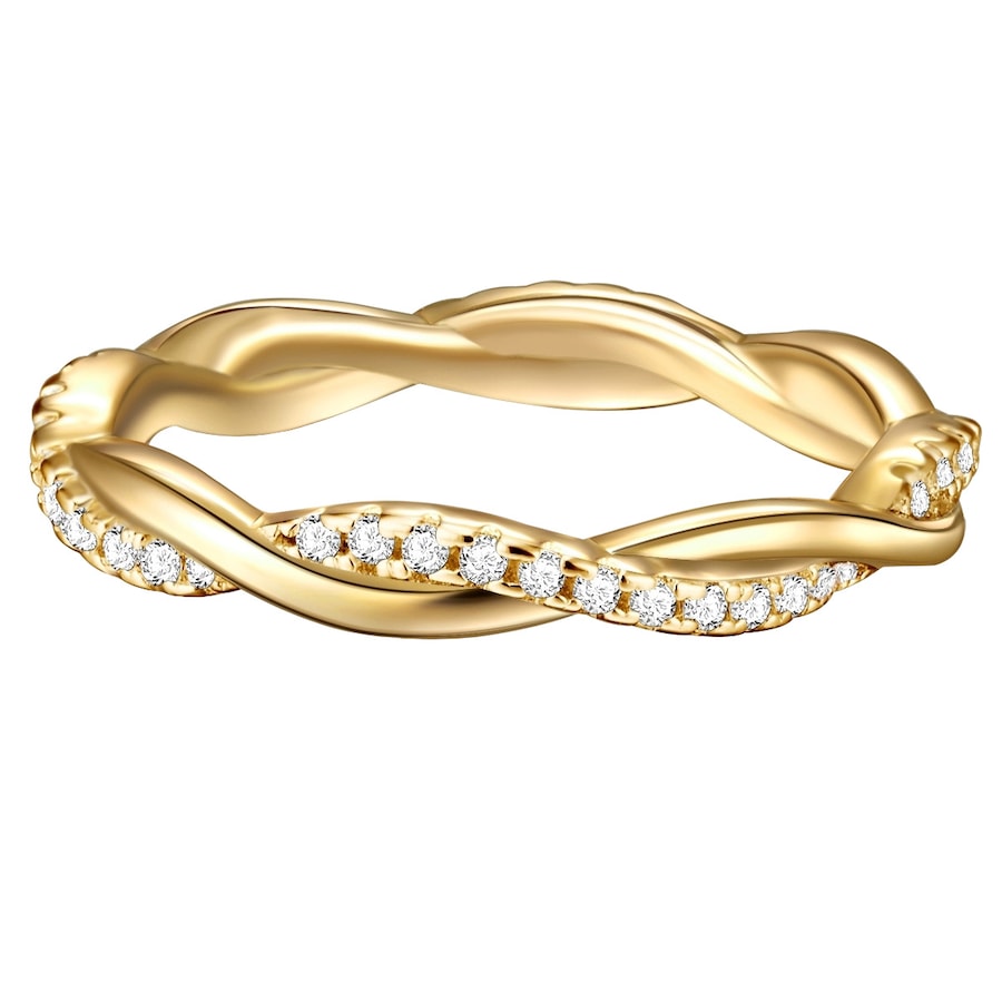Trilani Ring aus Sterling Silber in Gelbgold mit Zirkonia 58 Damen