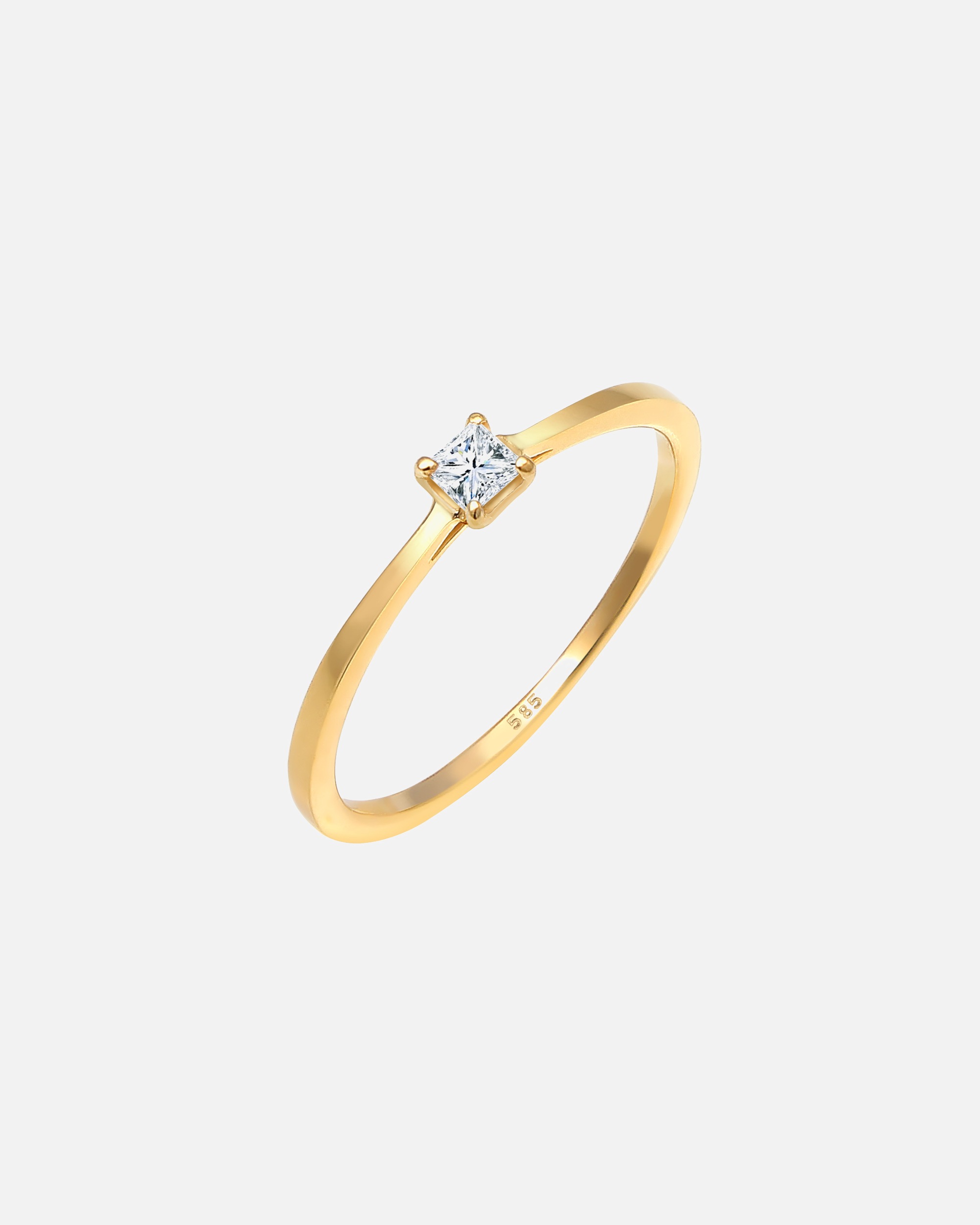 Ring für Weiblich Elli DIAMONDS Prinzessschliff Diamant (0.1 ct) 585 Gelbgold 58