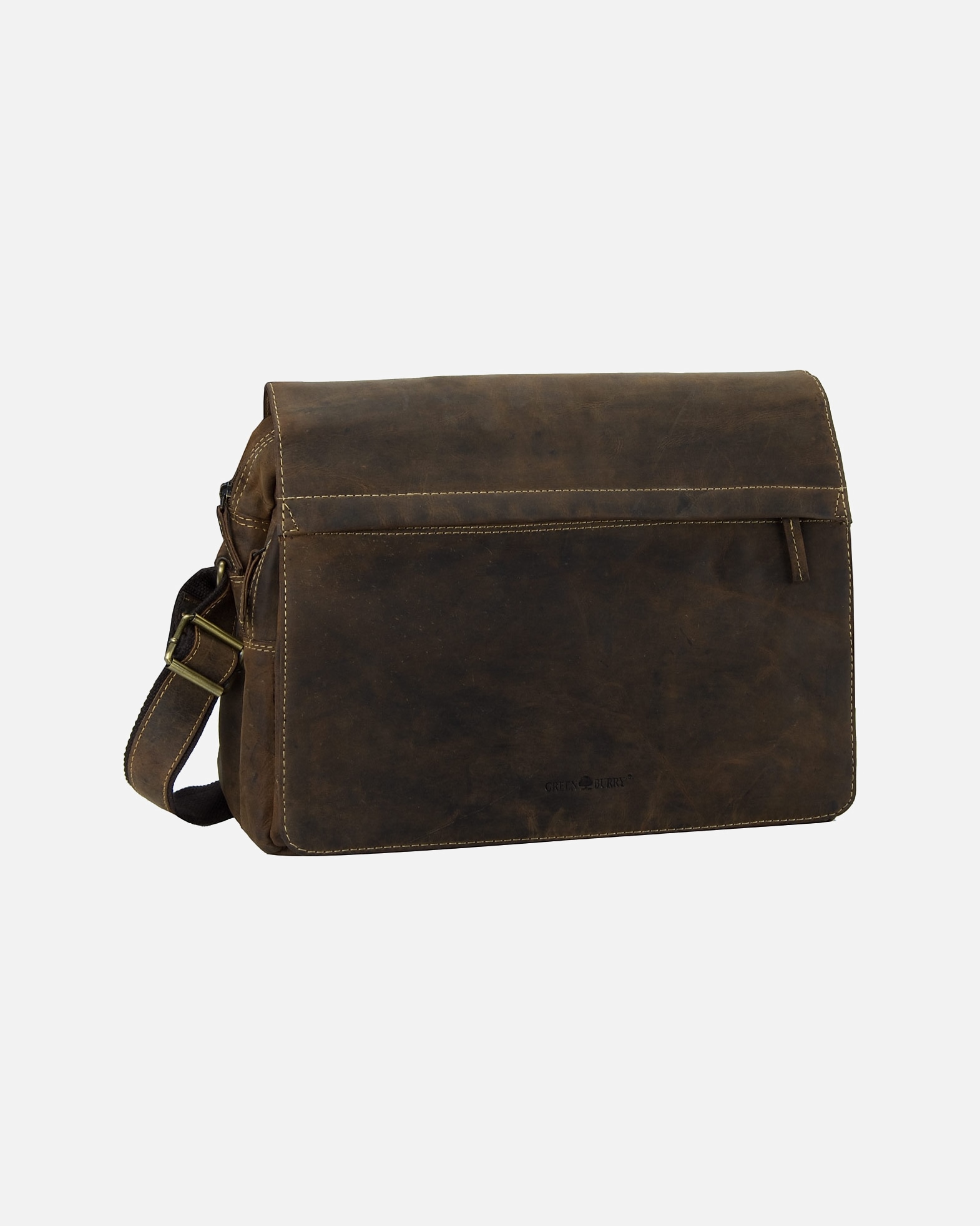 Umhängetasche für Männlich Greenburry Umhängetasche Vintage A4 Tasche Sattelbraun