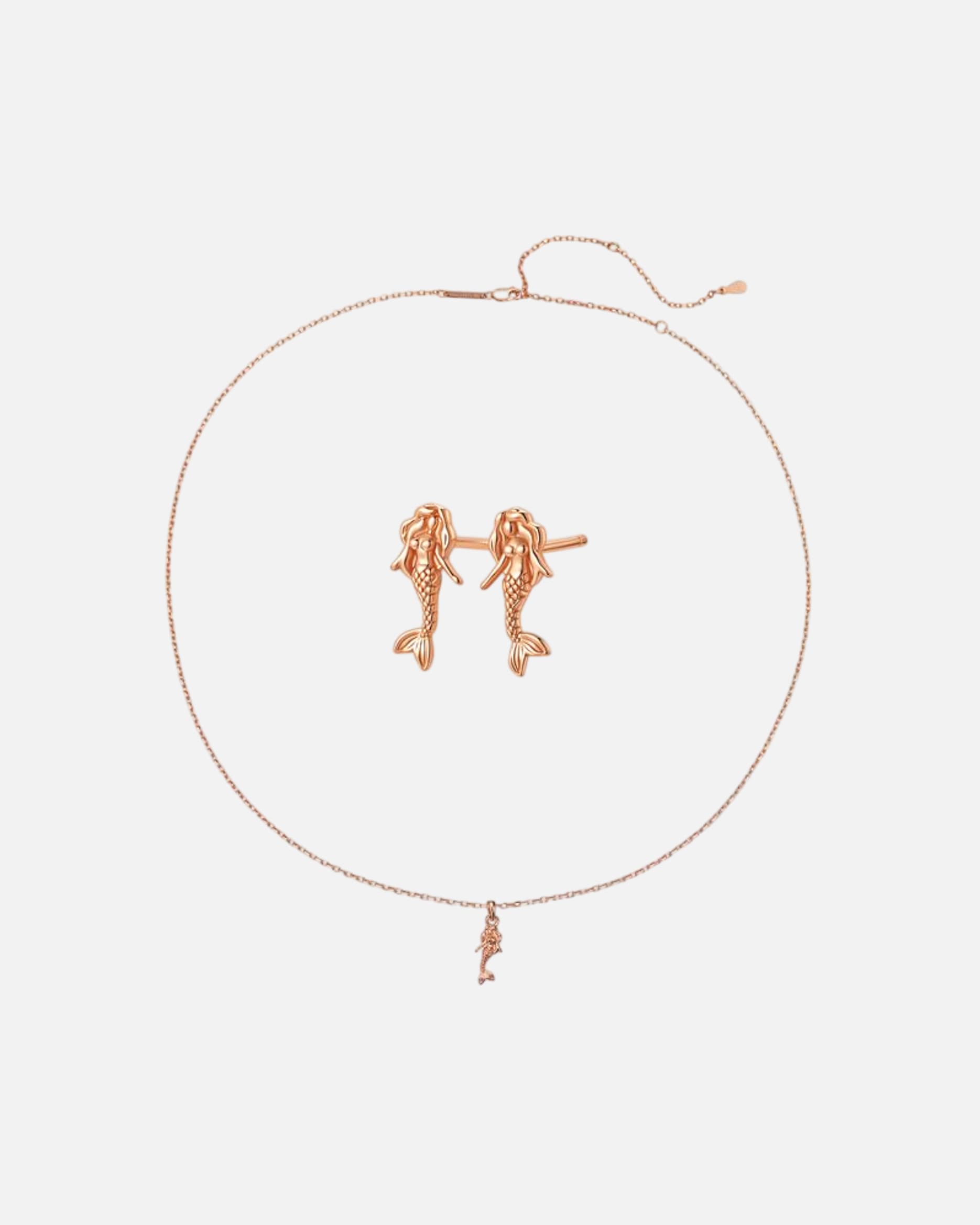 Schmuckset für Weiblich Hey Happiness Default Brand Line 925 Silber - Kette & Ohrringe Meerjungfrau Rosegold