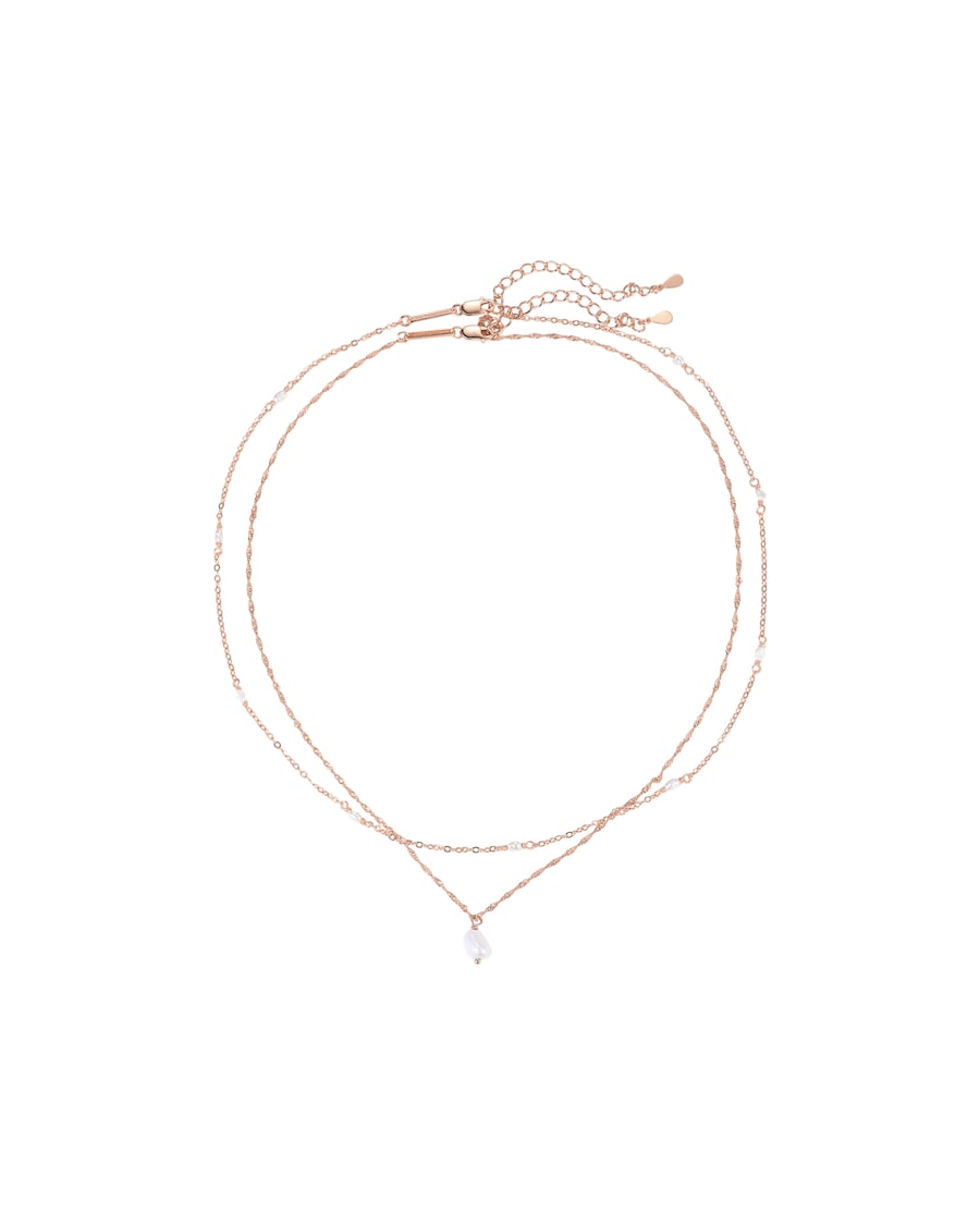 Hey Happiness Perlenketten-Set 2er 925 Sterlingsilber Rosegold Damen