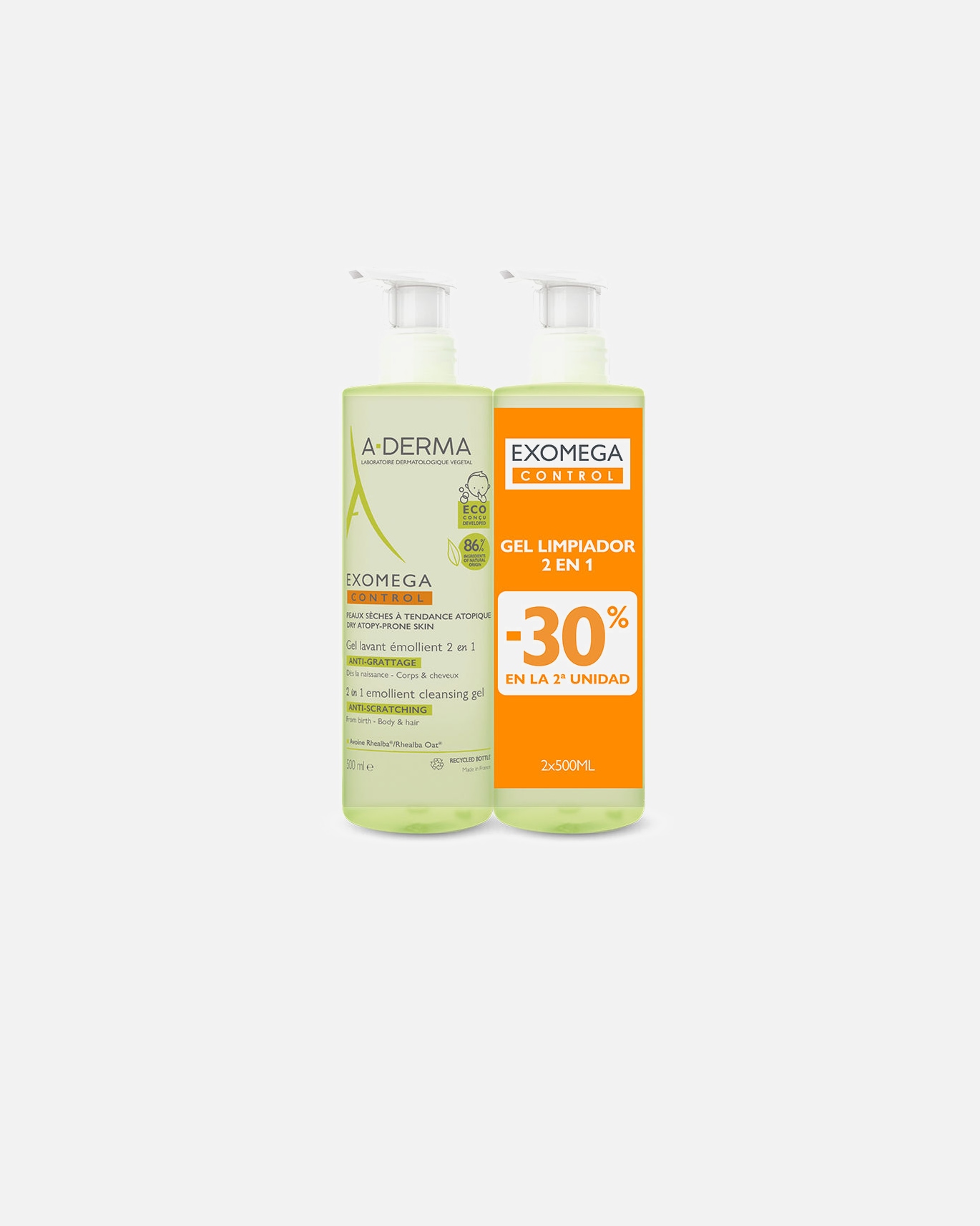 Duschgel für Weiblich A-DERMA EXOMEGA CONTROL erweichendes Gel 2in1 Packung 1 Stück