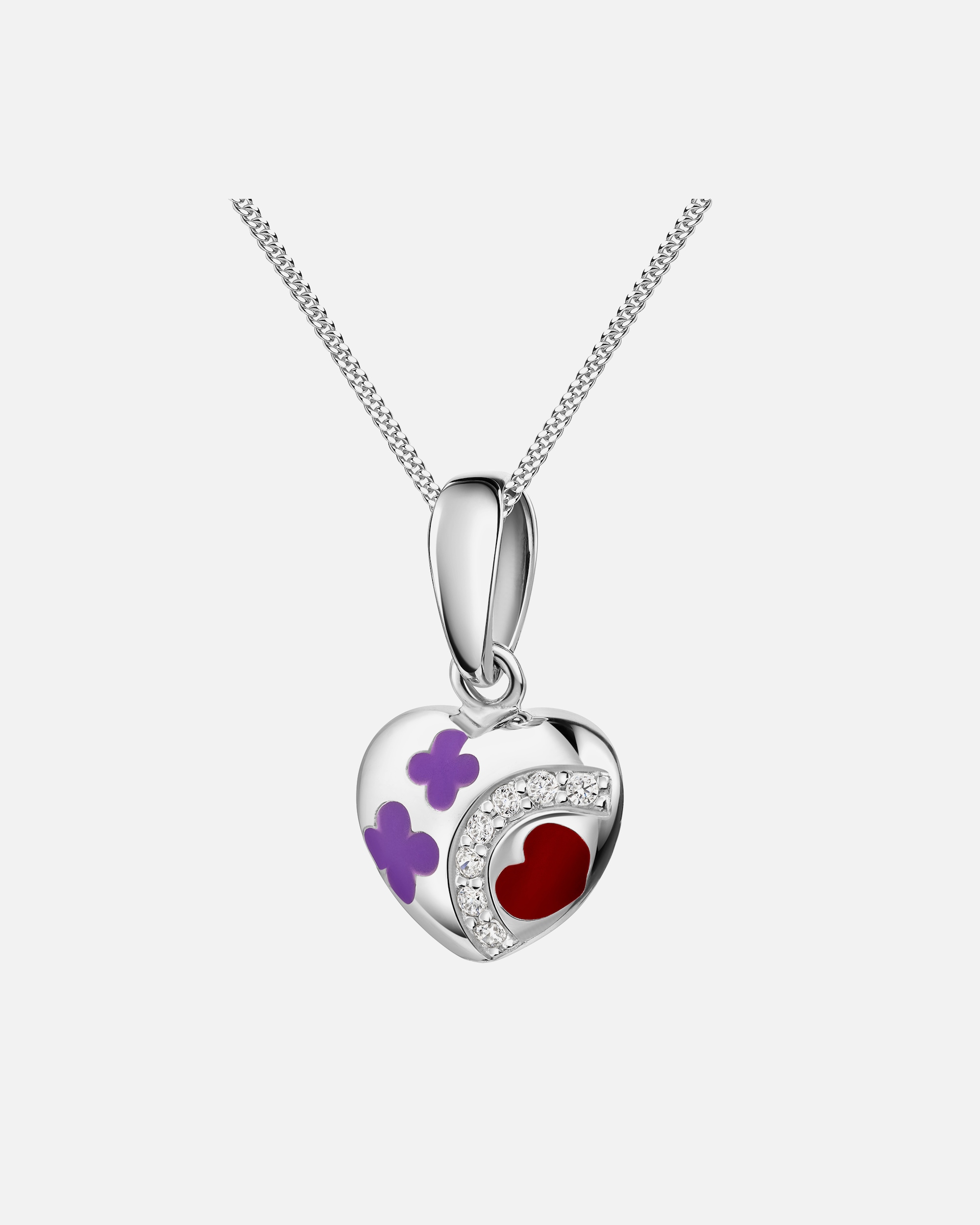 Halskette für Unisex Zeeme Anhänger mit Kette 925/- Sterling Silber Zirkonia weiß mehrfarbig