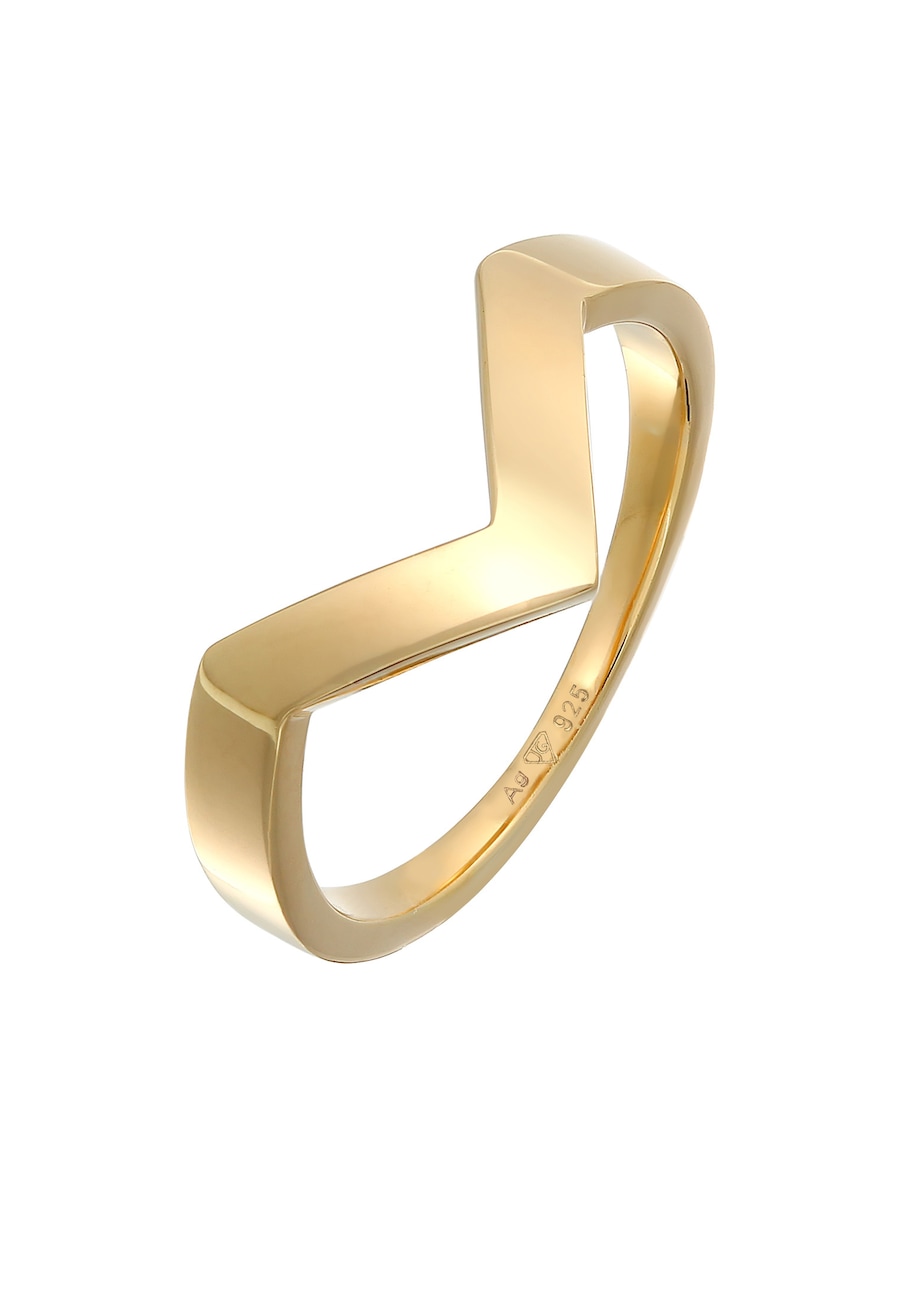 Elli PREMIUM Ring V-Form Basic Unisex 925 Silber rhodiniert 64 Damen