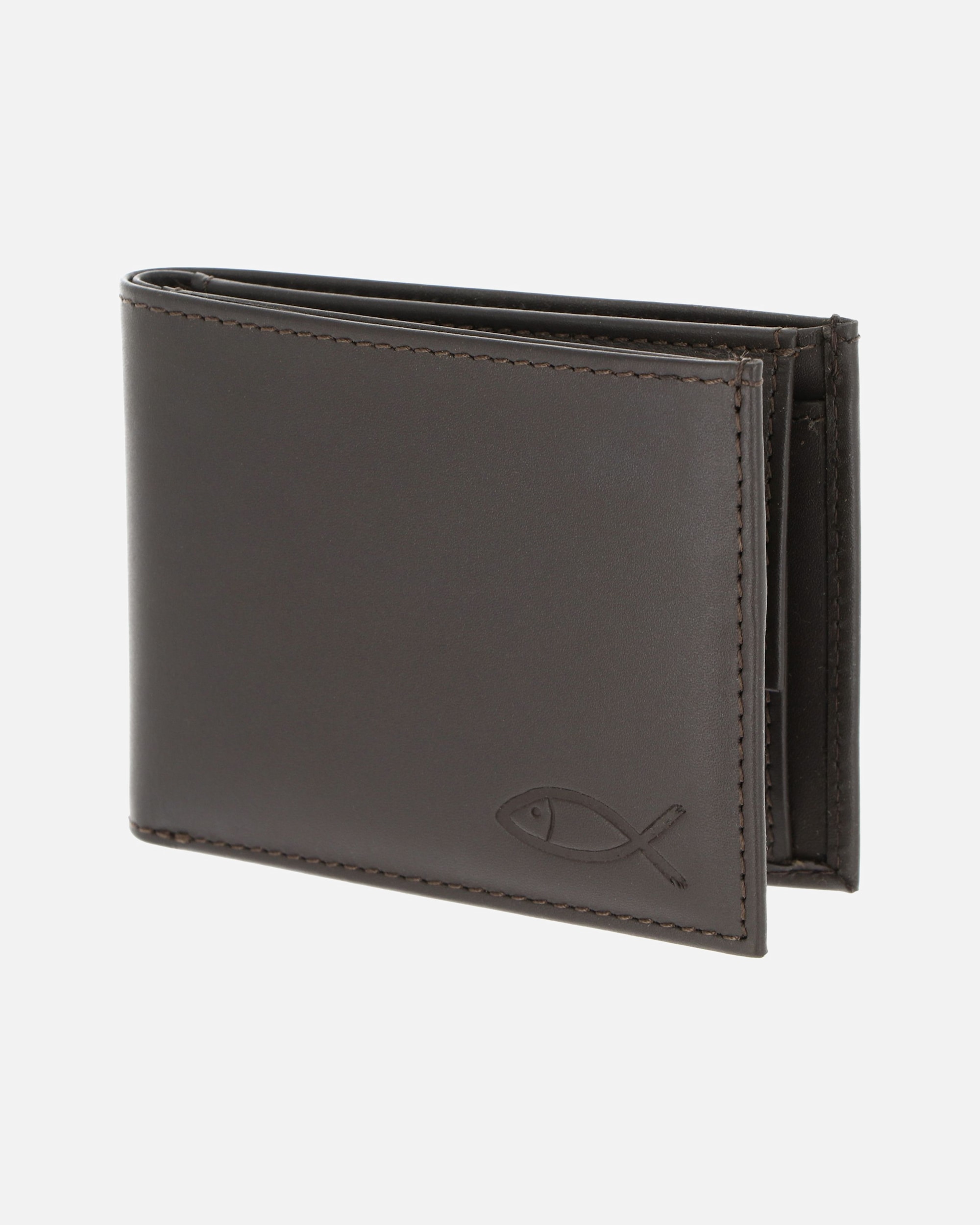Portemonnaie für Männlich oxmox Leather Herrengeldbörse braun-freedom fish