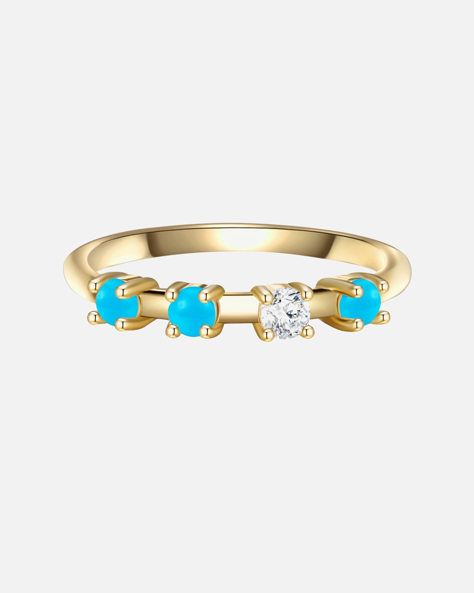 Ring für Weiblich Glanzstücke München Ring Sterling Silber gelbgold Türkis (rek.) Zirkonia weiß 48