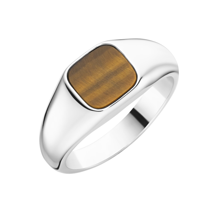 Giorgio Martello Milano Ring Siegelring mit Tigerauge, Silber 925 66 Braun Herren