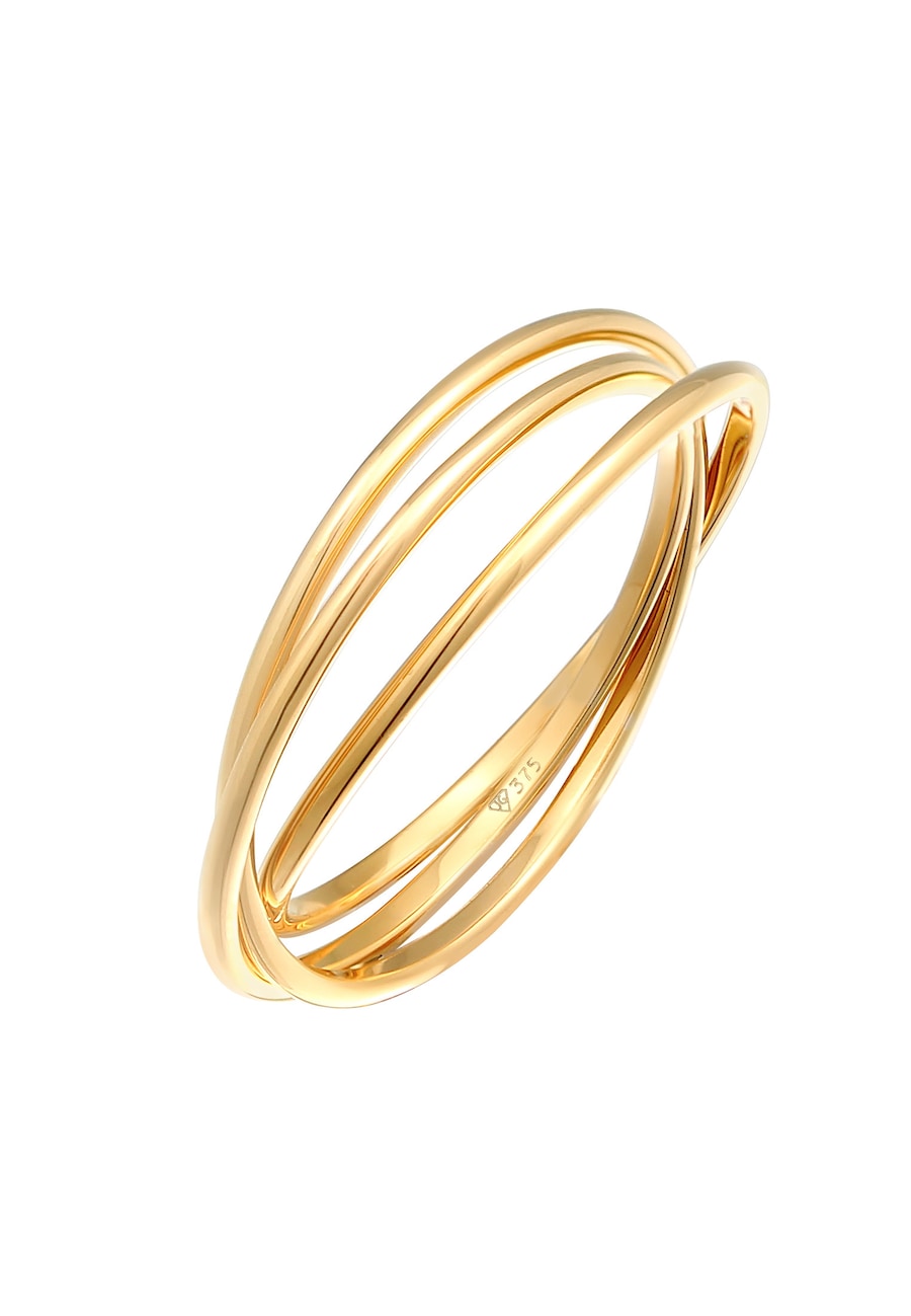 Elli PREMIUM Wickelring Trio Basic 375 Gelbgold 52 Damen