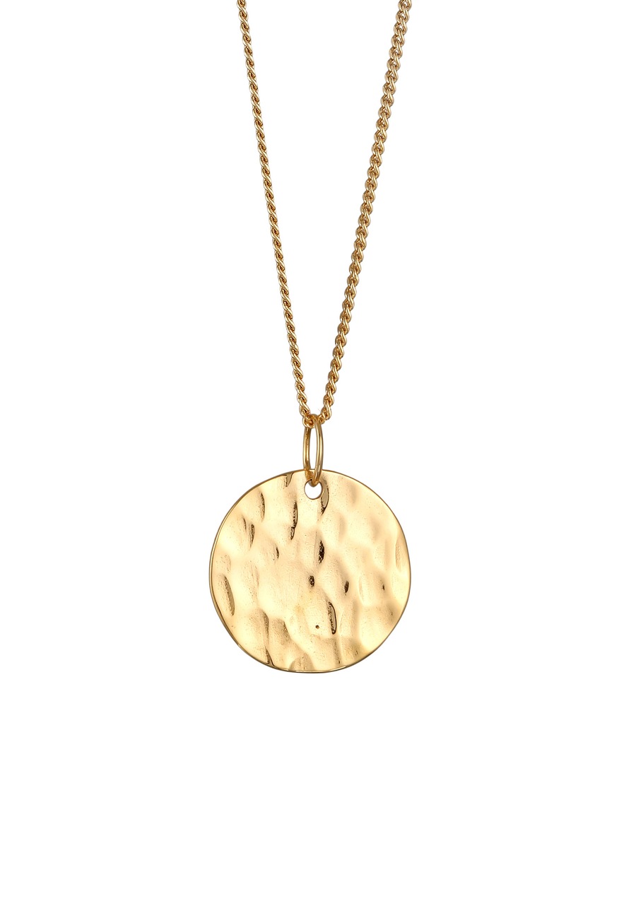 KUZZOI Anhänger Plättchen Gehämmert 375 Gelbgold 50 Herren