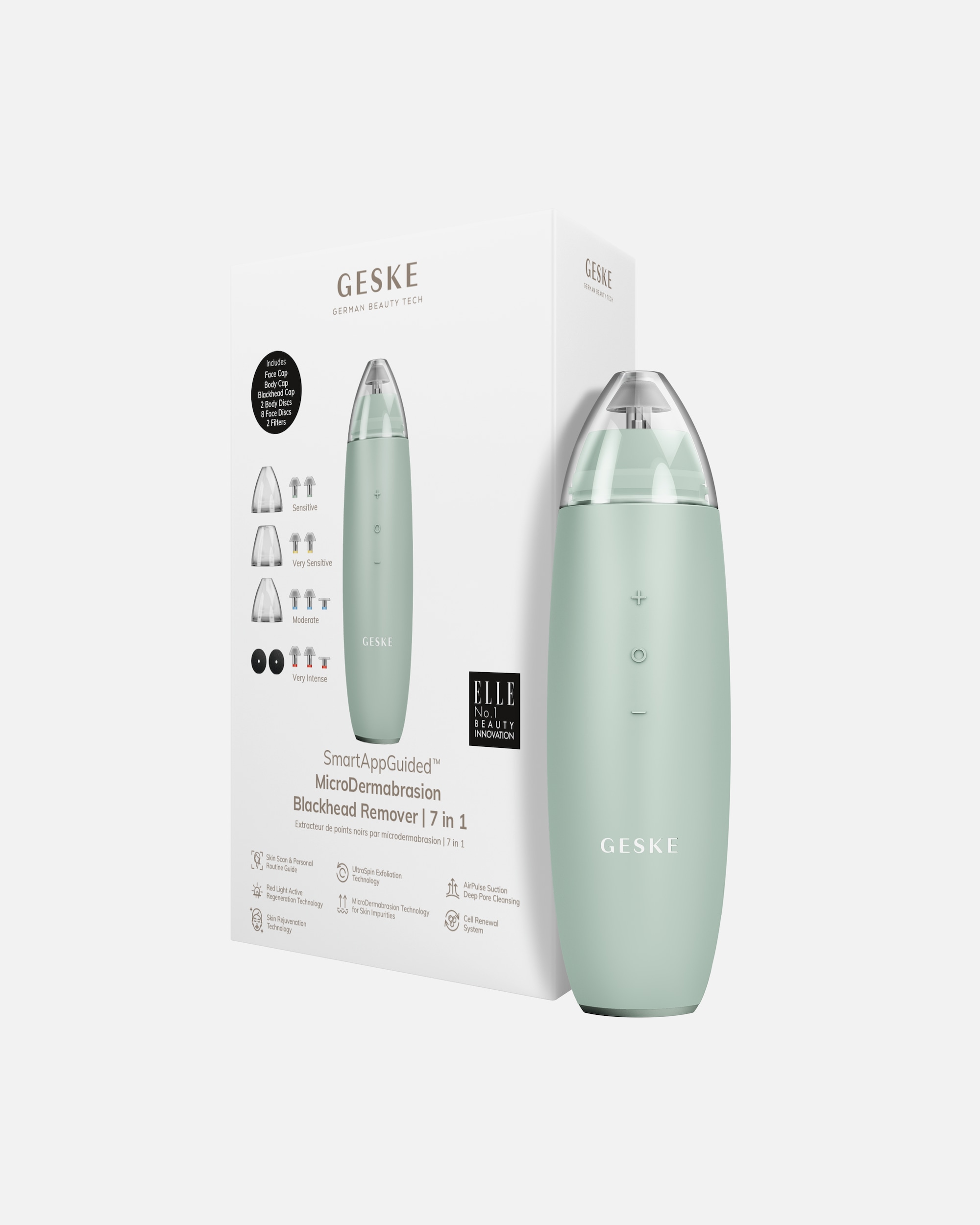 Multifunktionsgerät für Unisex Geske SmartAppGuided™ MicroDermabrasion Blackhead Remover | 7 in 1 Green