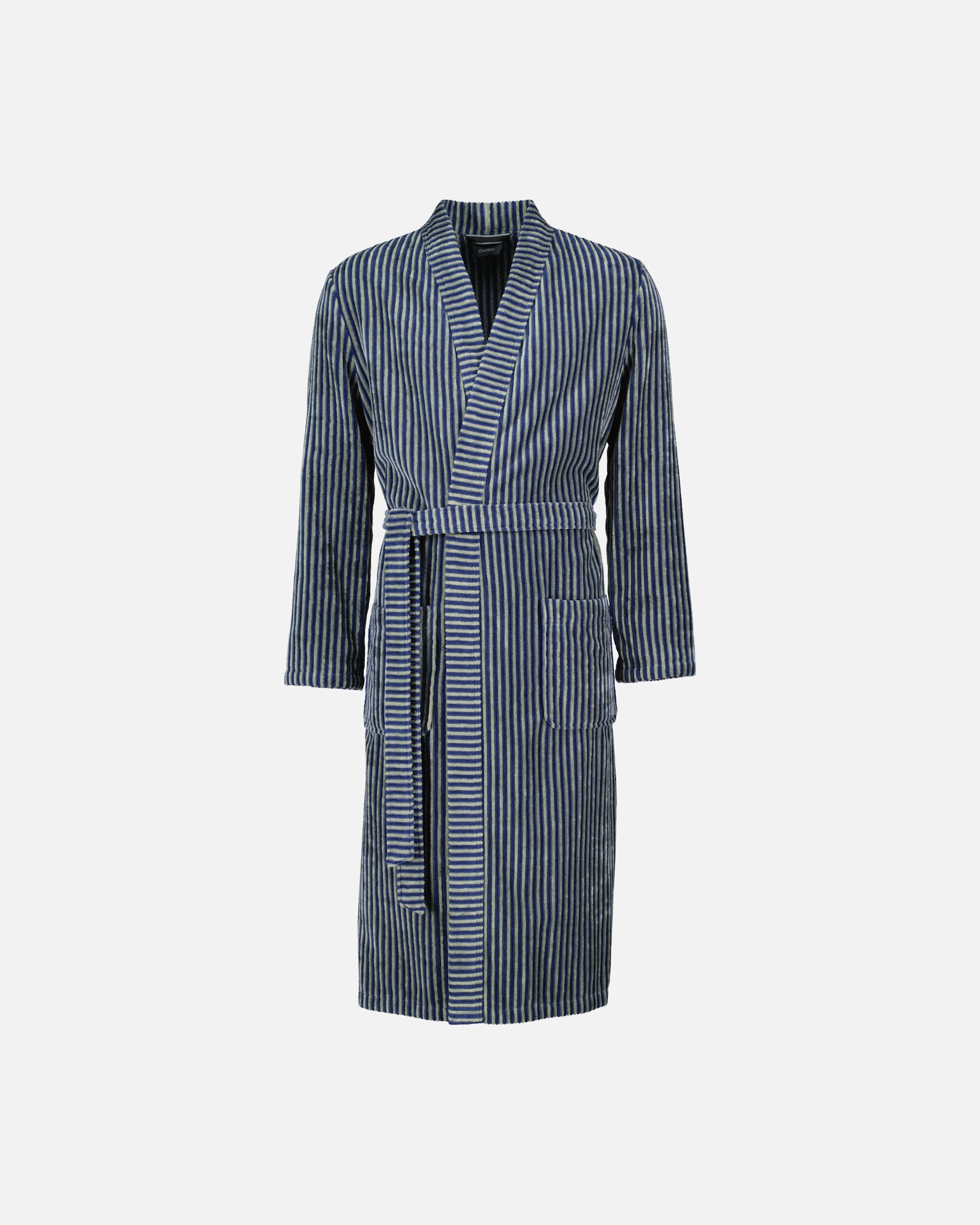 Bademantel für Männlich Cawö Cawö Bademäntel Herren Kimono Streifen 4854 blau-field - 14 XL