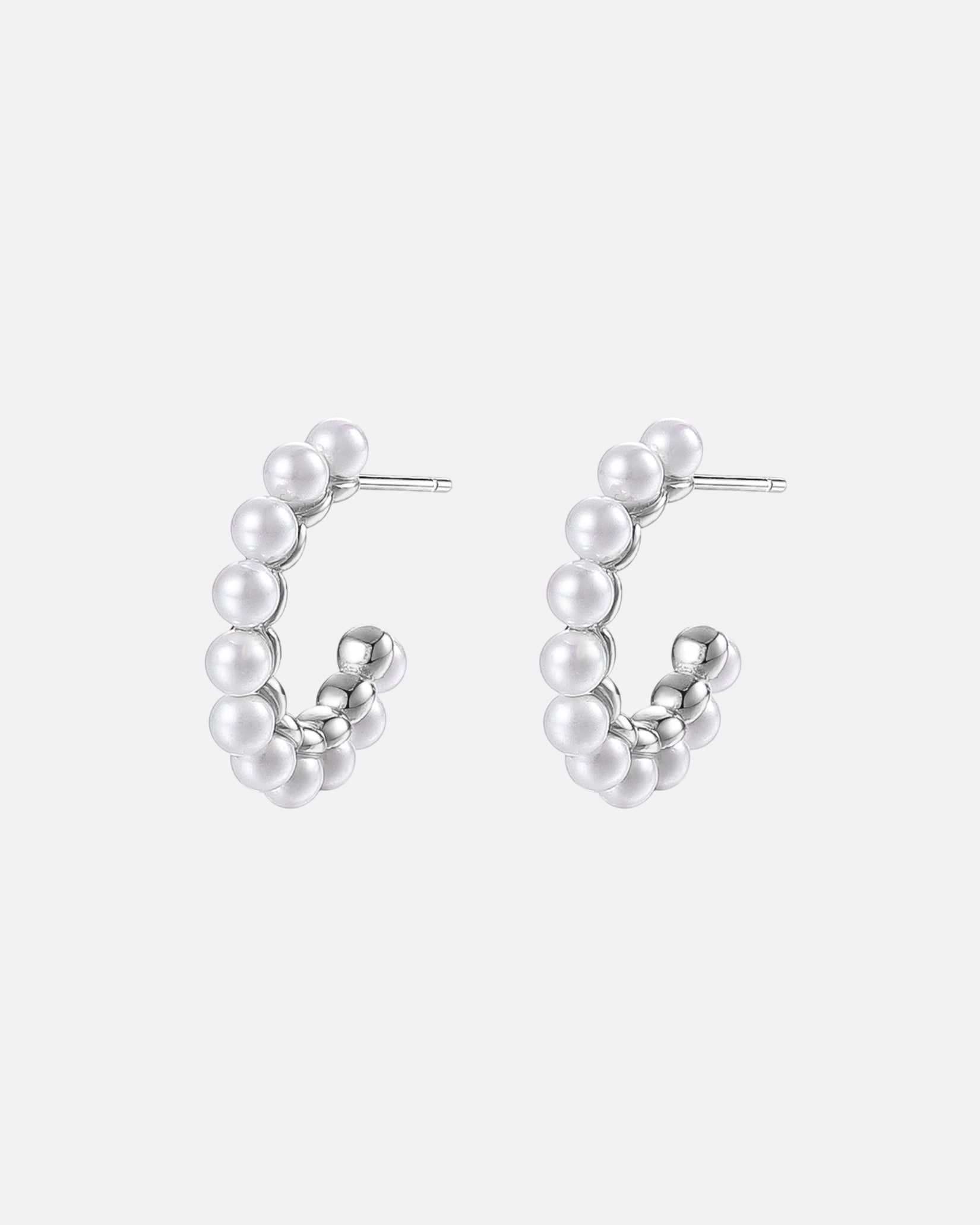 Ohrringe für Weiblich Hey Happiness Default Brand Line Süßwasserperlen Creolen Ohrstecker, aus 925 Silber Silber