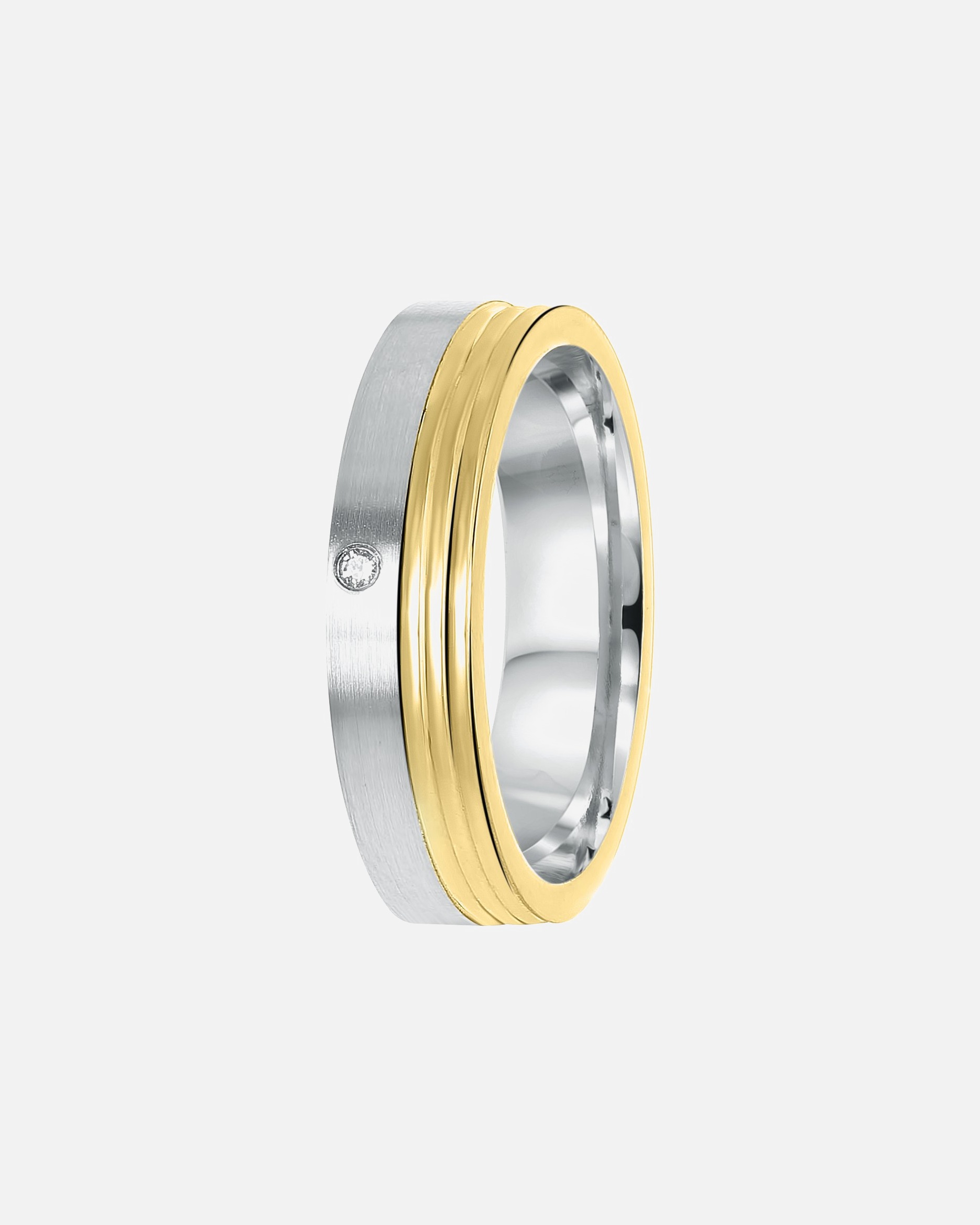 Ring für Männlich Lucardi Ringe 'Bilbao' 925 Silber - silbern-goldfarbig 58mm