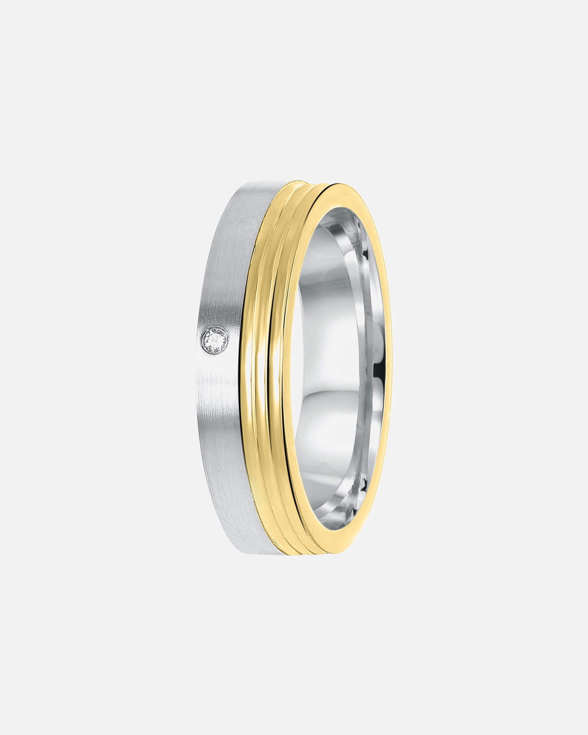 Ring für Männlich Lucardi Ringe 'Bilbao' 925 Silber - silbern-goldfarbig 57mm