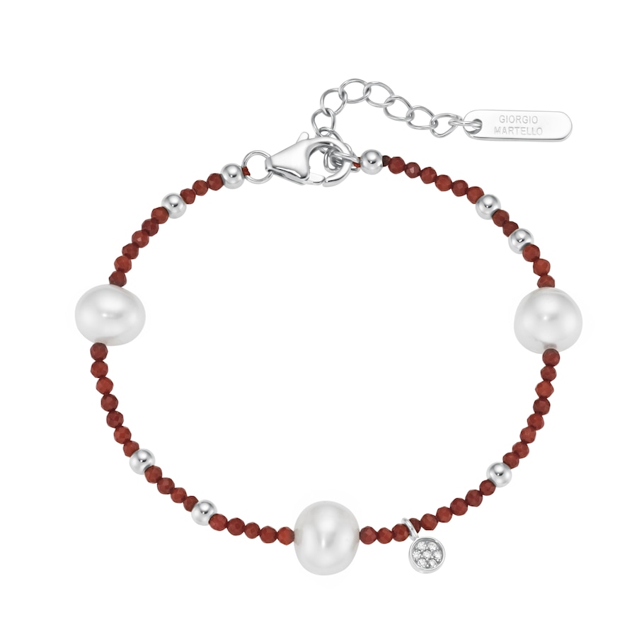 Giorgio Martello Milano Armband mit Süßwasser-Perlen und Ziersteinen, Silber 925
