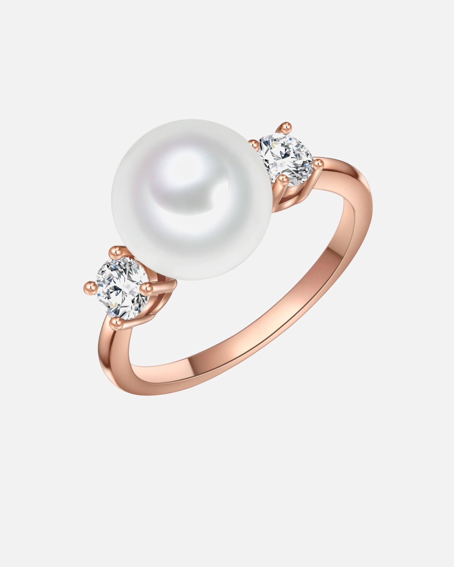 Ring für Weiblich Lulu & Jane Perlen-Ring Messing Zirkonia Muschelkernperle in Roségold 52