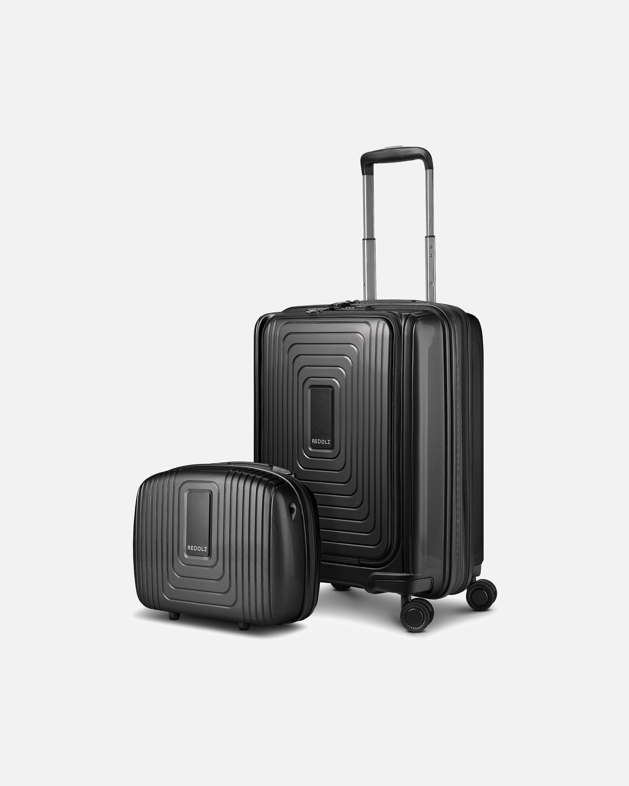 Koffer für Männlich Redolz Essentials 14 Kofferset 2 tlg. Kabinentrolley mit Dehnfalte + Beautycase black metallic