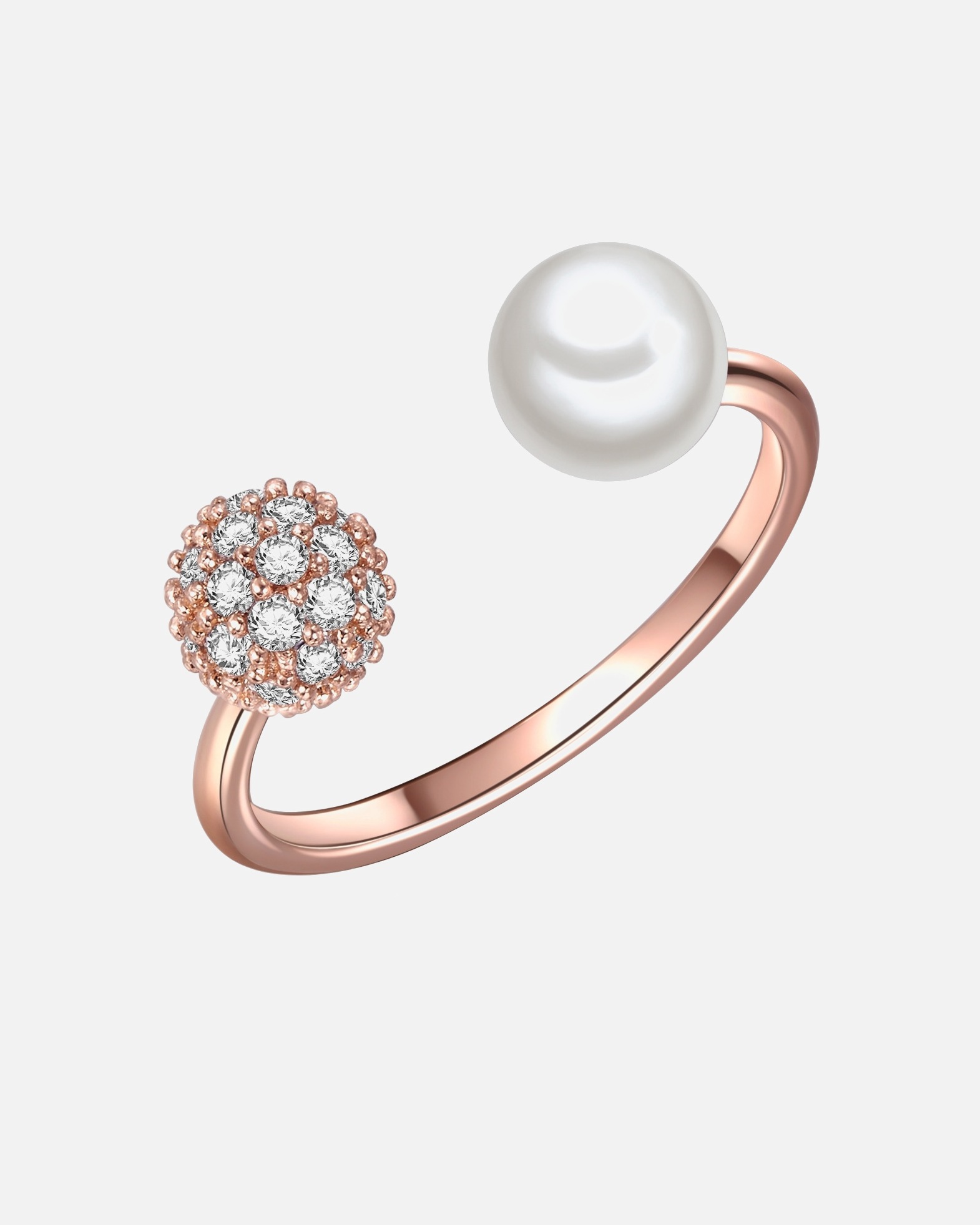 Ring für Weiblich Lulu & Jane Perlen-Ring Messing Zirkonia Muschelkernperle in Roségold 52