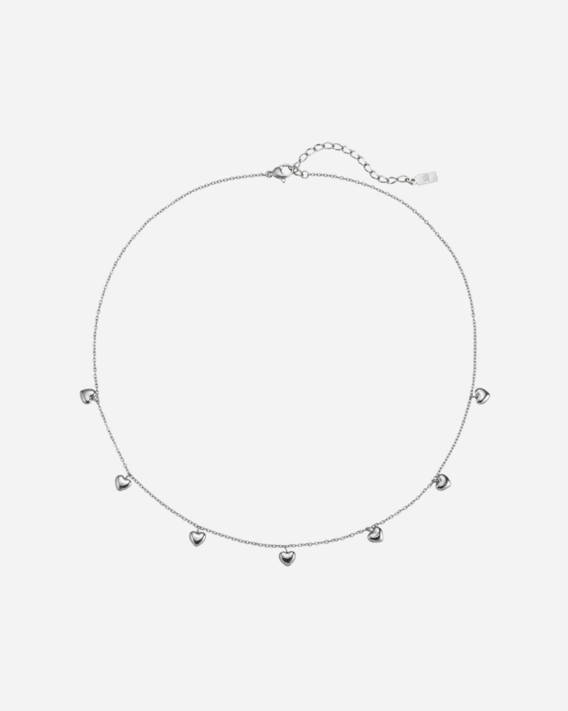 Halskette für Weiblich Hey Happiness Default Brand Line Multiple Chunky Heart – Herz Halskette – Edelstahl, wasserfest Silber