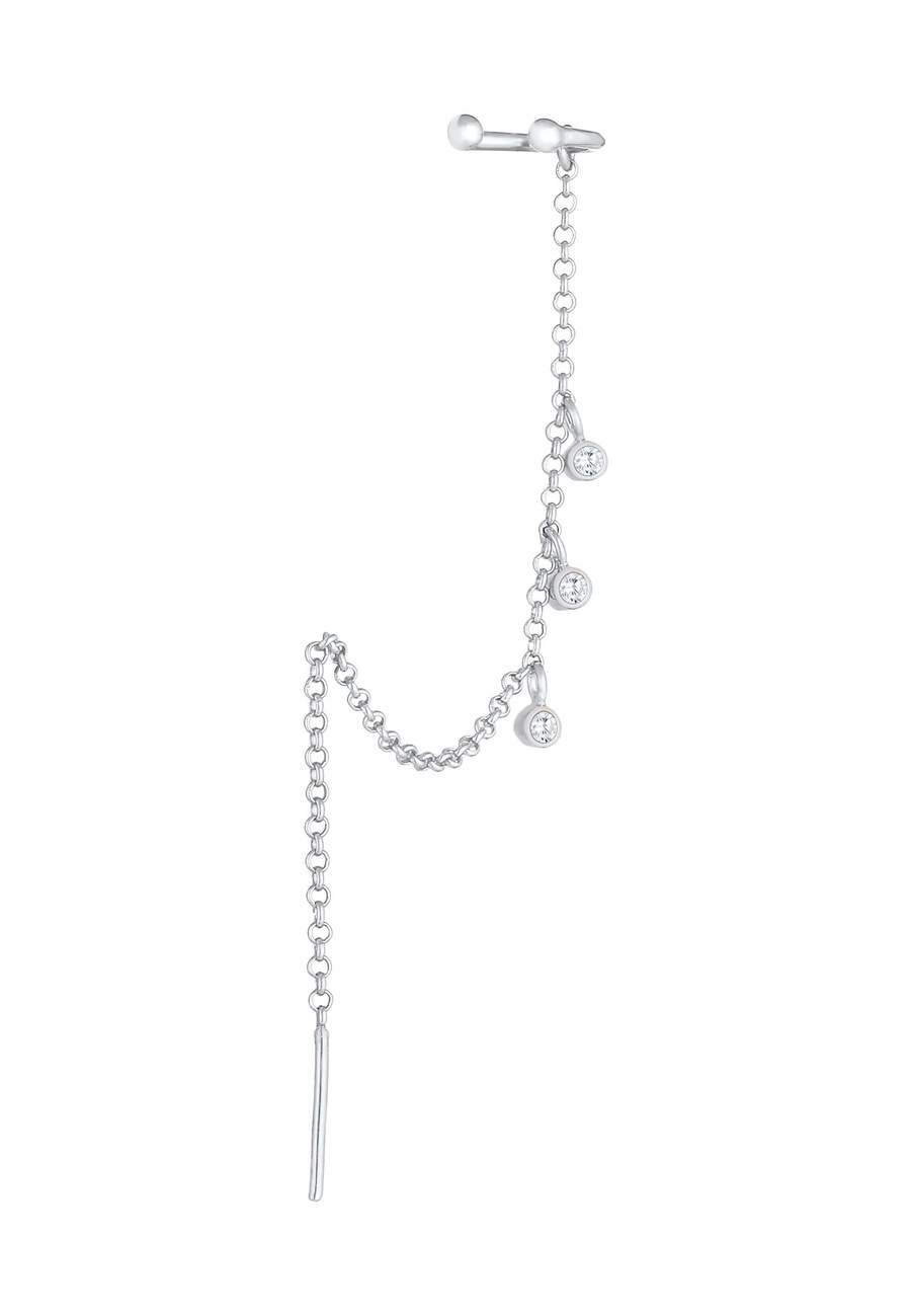 Elli Ohrringe Earcuff Durchzieher Zirkonia Single 925 Silber silberfarben Damen