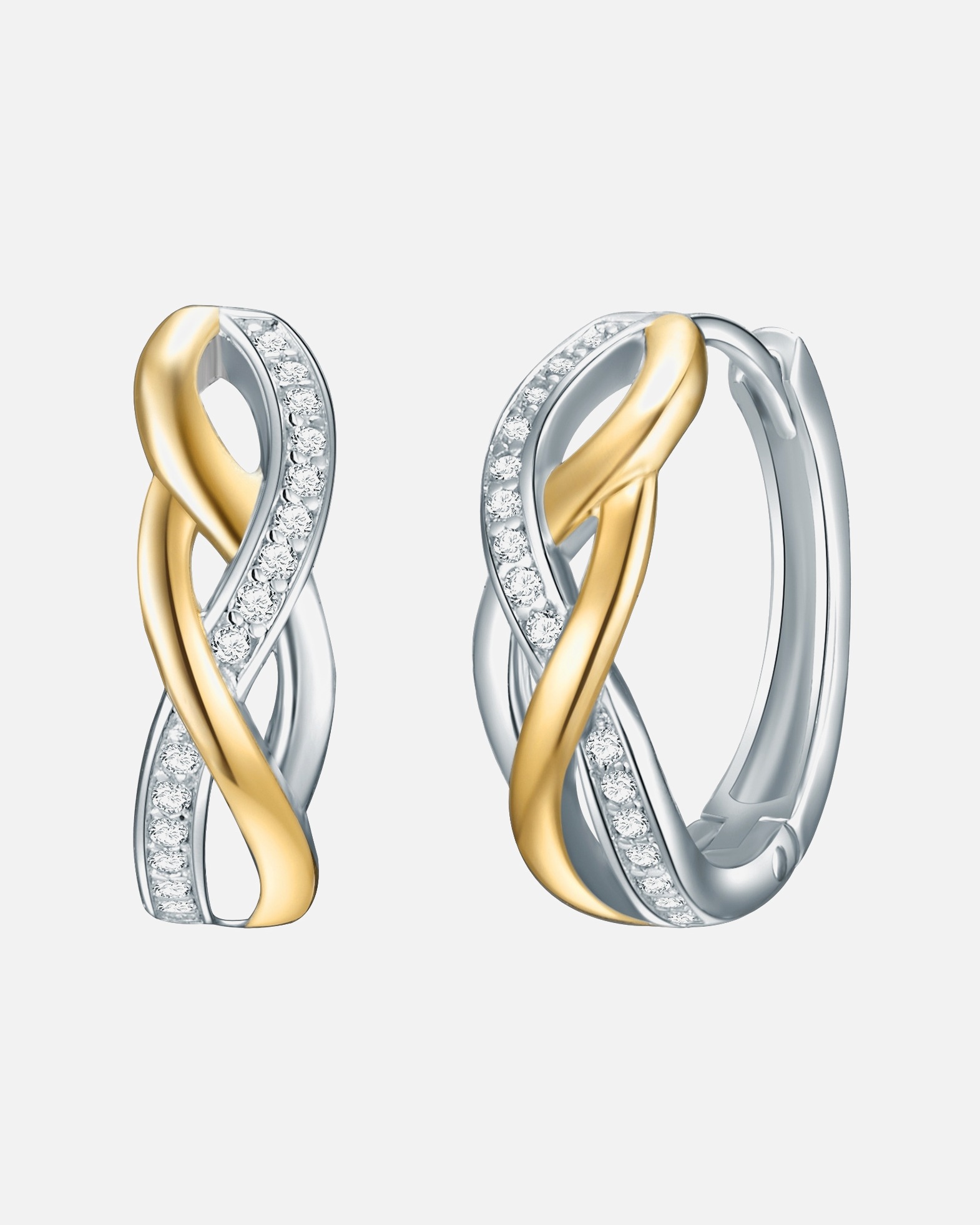 Creolen für Weiblich Rafaela Donata Creolen Sterling Silber Zirkonia in Silber/Gelbgold 19,0 mm